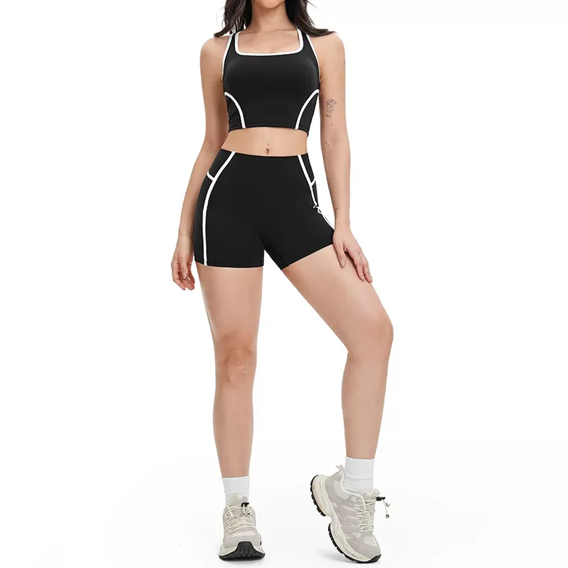 Women Hollow Back Sport Wear Gym Fitness Workout Yoga Crop Top  Cut Flared Wide Leg Sweatpants Four Piece Yoga Sets FGBTZ2101