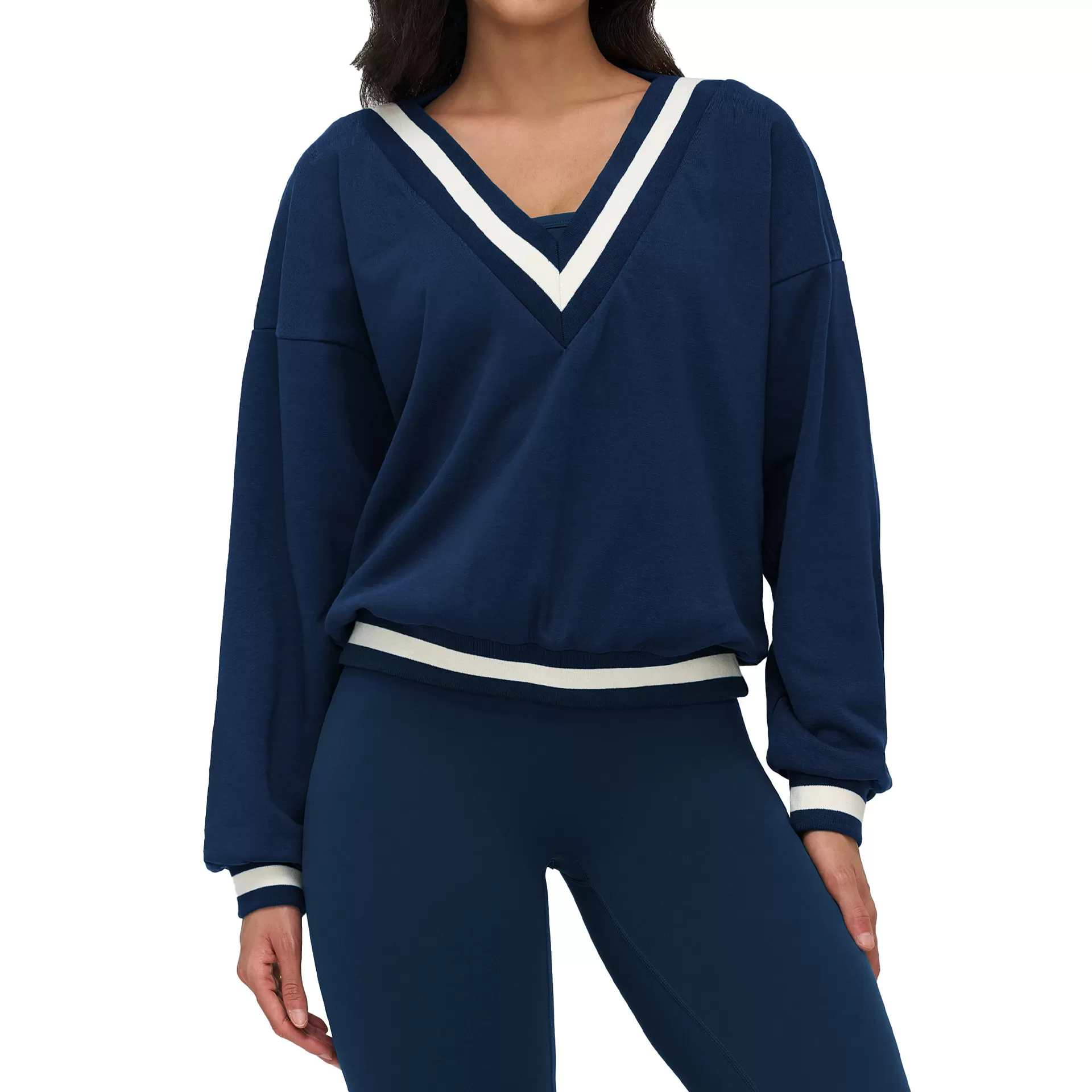 Sports Sweater V Neck School Sports Top Long Sleeve Fitness Running Yoga Tops for Women FGBEWY9307