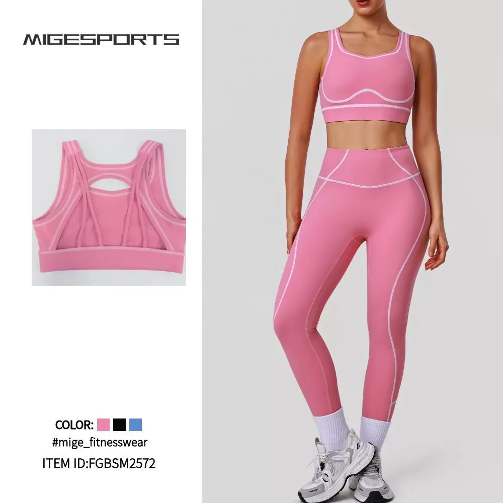 Women Yoga Wear  Breathable Yoga Bra Sports Fitness Top High Waist Leggings Women Gym Sets FGBSM2572