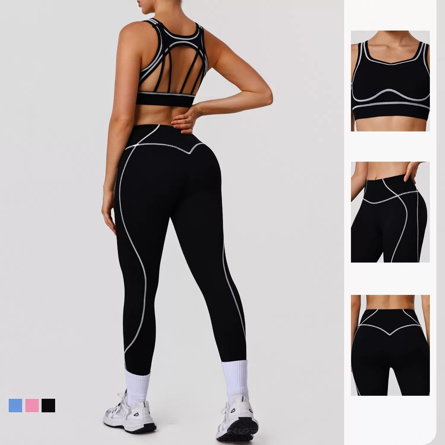 Women Yoga Wear  Breathable Yoga Bra Sports Fitness Top High Waist Leggings Women Gym Sets FGBSM2572