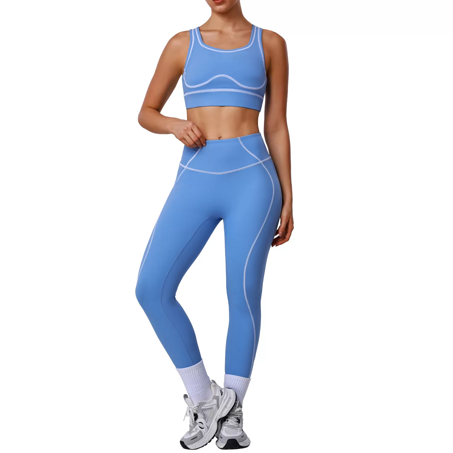 Women Yoga Wear  Breathable Yoga Bra Sports Fitness Top High Waist Leggings Women Gym Sets FGBSM2572