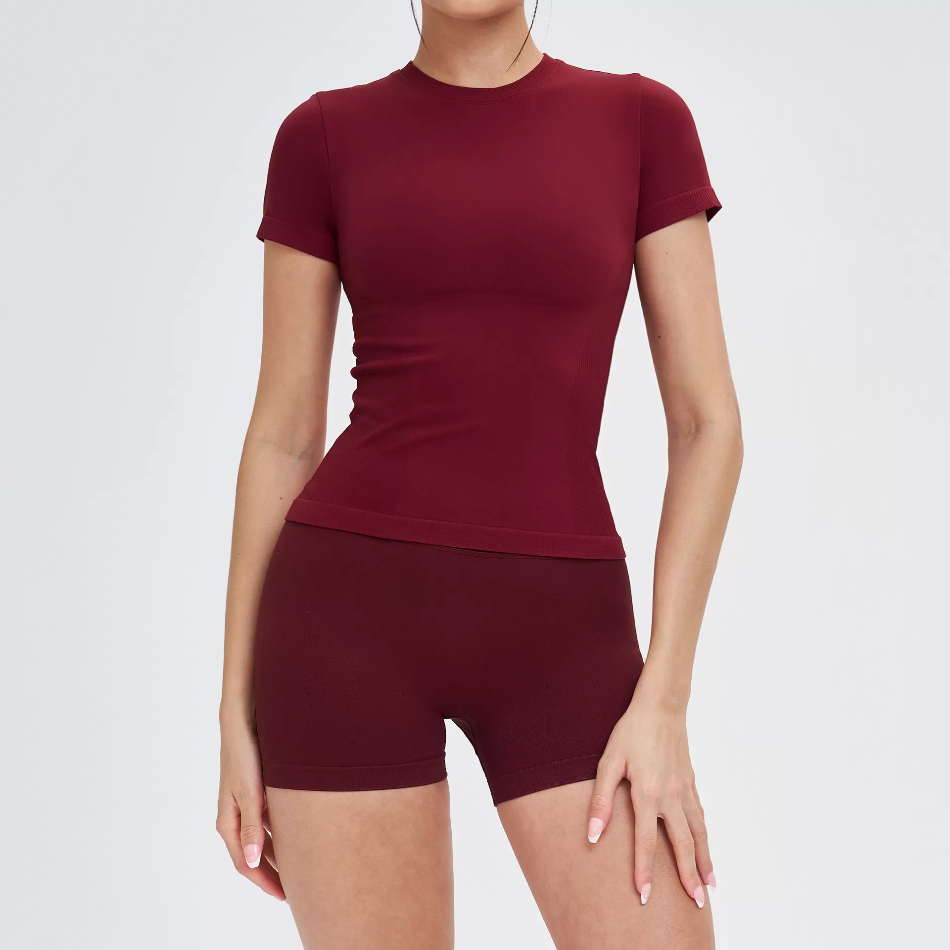 Red short sleeves tops+shorts