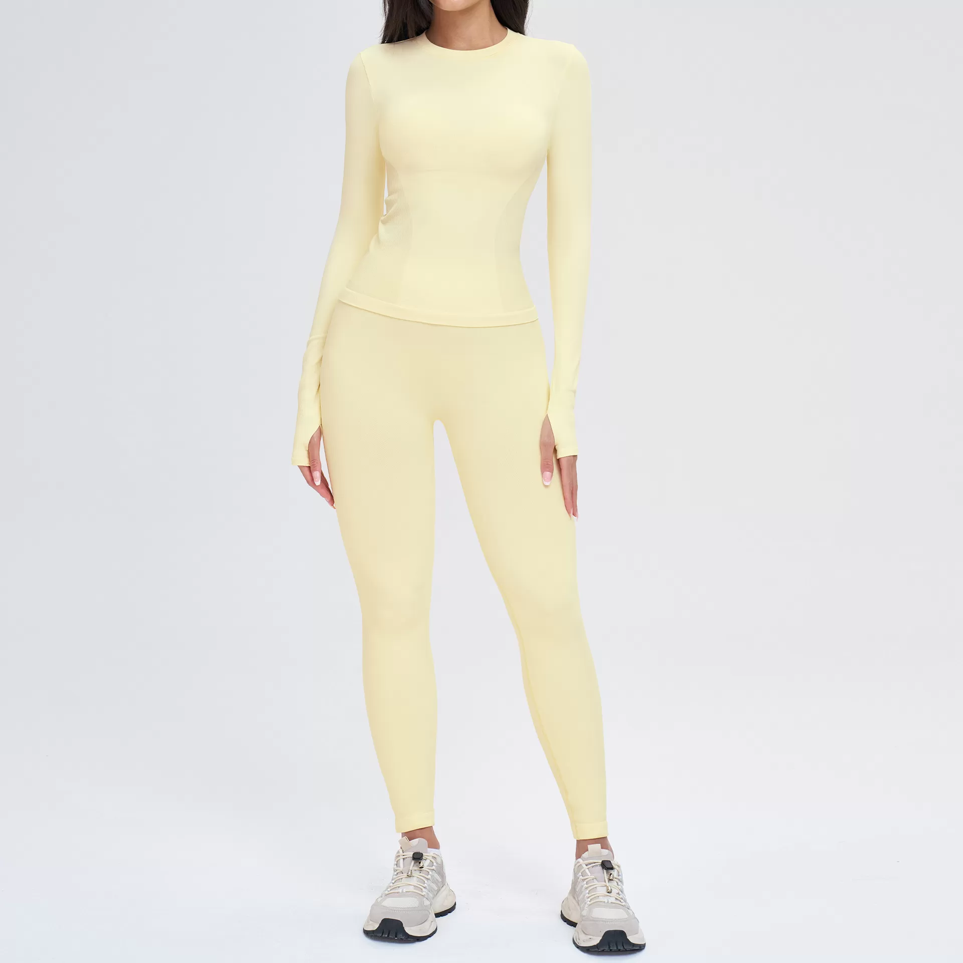 Yellow long sleeves tops+leggings