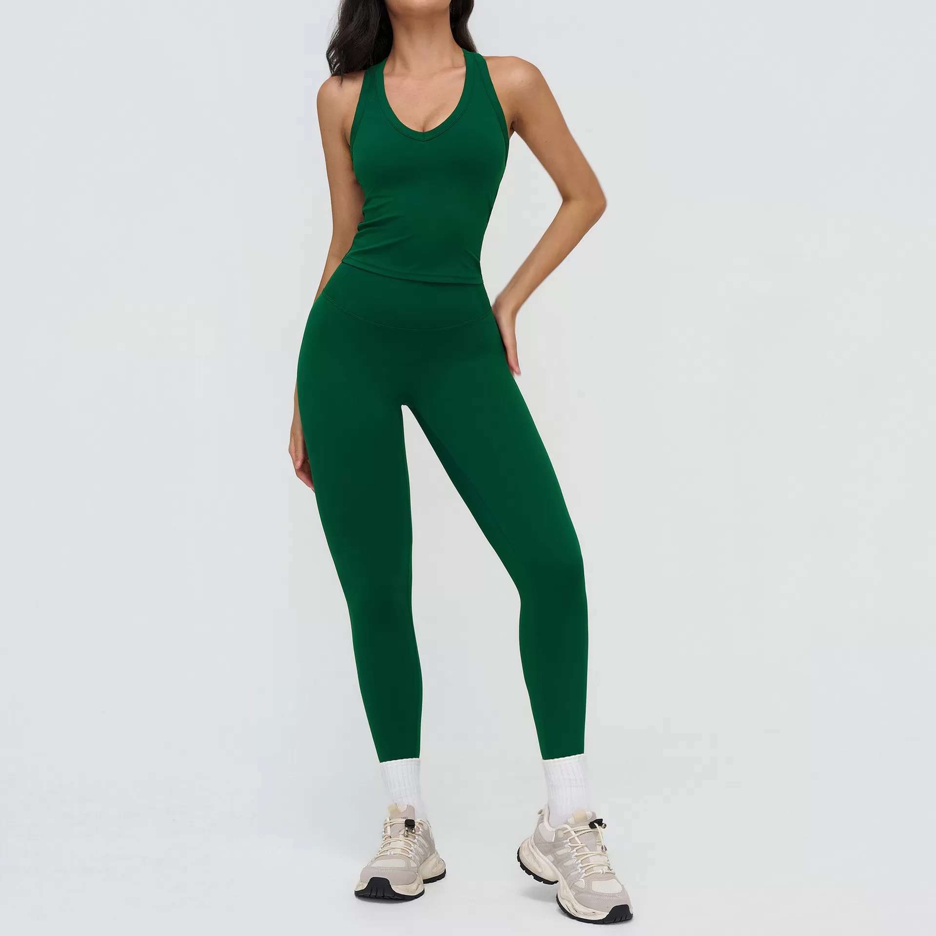 Green singlets+leggings