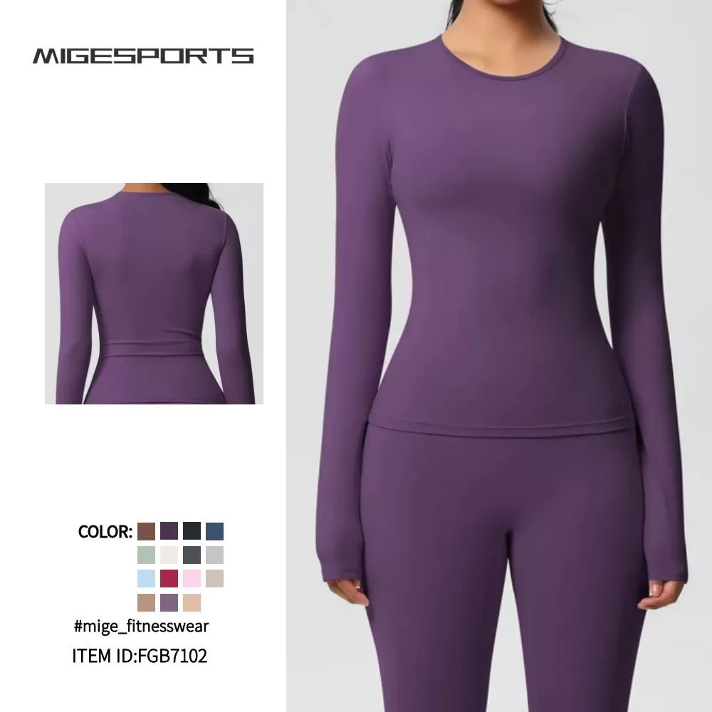 Women Workout Yoga Top Long Sleeve Gym Soft Yoga Long Sleeve for Women FGB7102