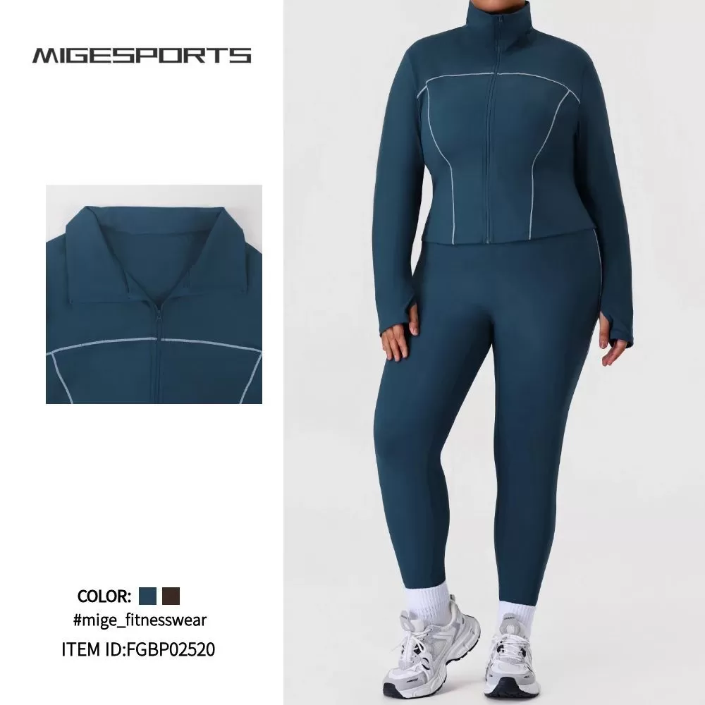 Plus Size Yoga Sets Women's 2-Piece Gym Set Yoga  Leggings Jackets Sport FGBP02520