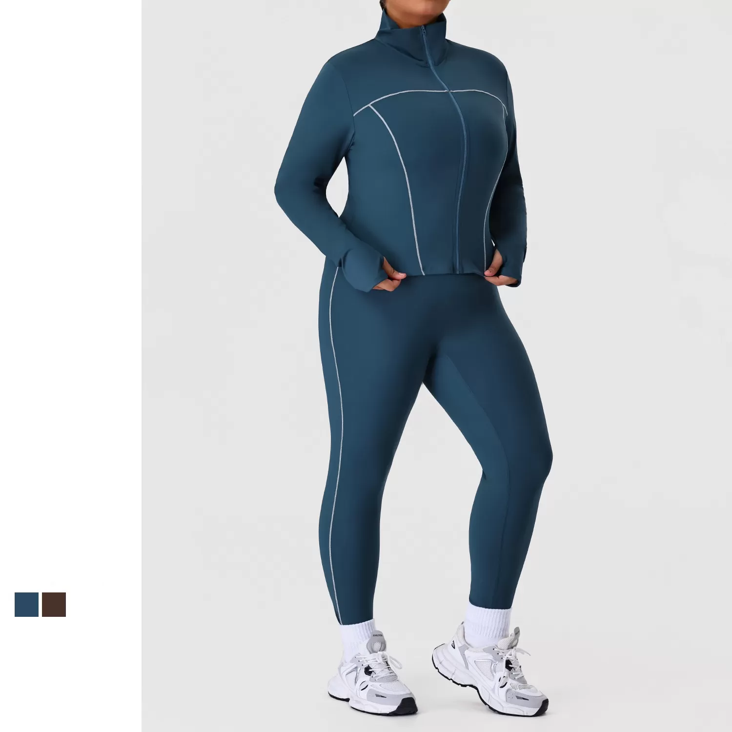 Plus Size Yoga Sets Women's 2-Piece Gym Set Yoga  Leggings Jackets Sport FGBP02520