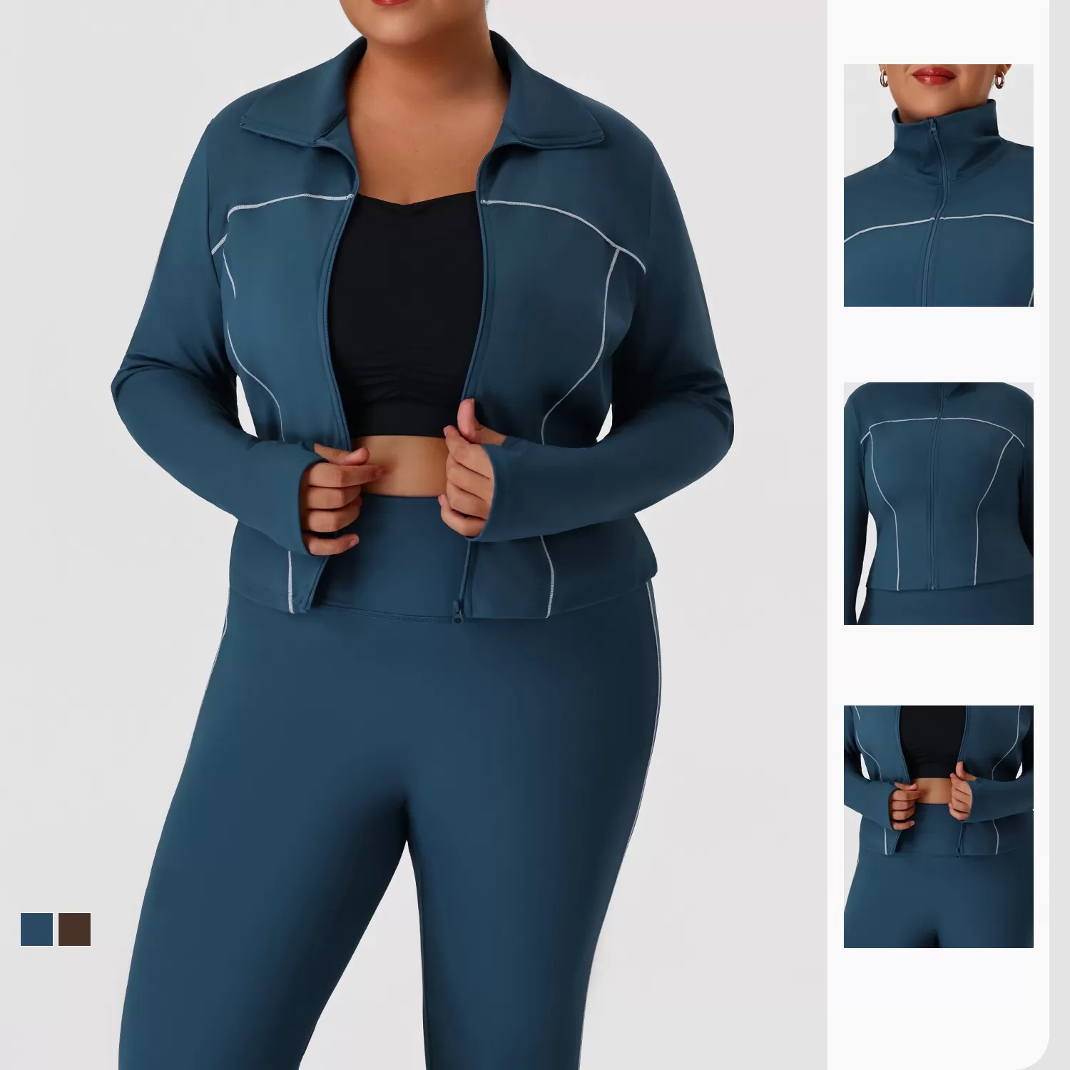 Plus Size Yoga Sets Women's 2-Piece Gym Set Yoga  Leggings Jackets Sport FGBP02520