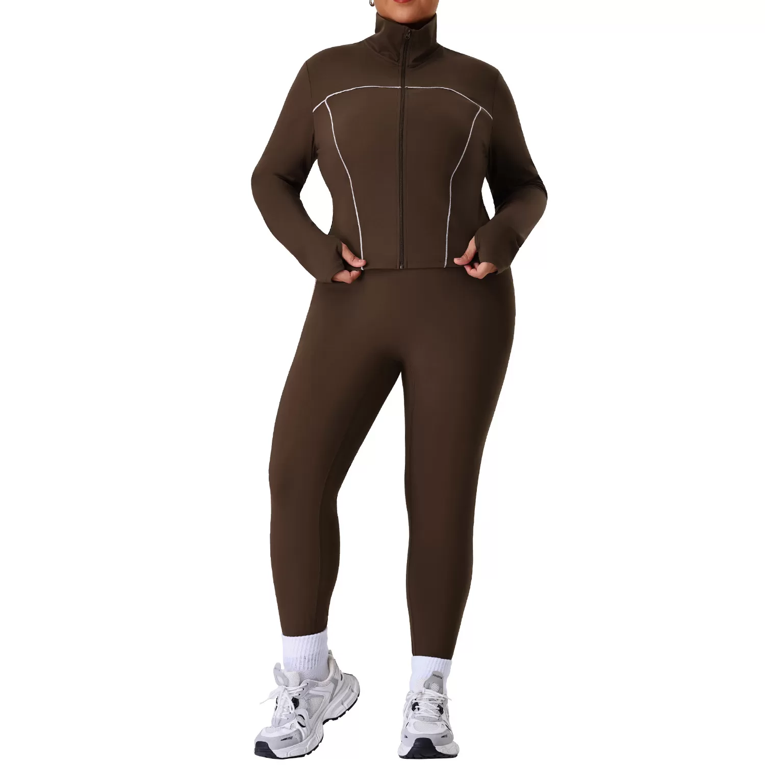 Plus Size Yoga Sets Women's 2-Piece Gym Set Yoga  Leggings Jackets Sport FGBP02520