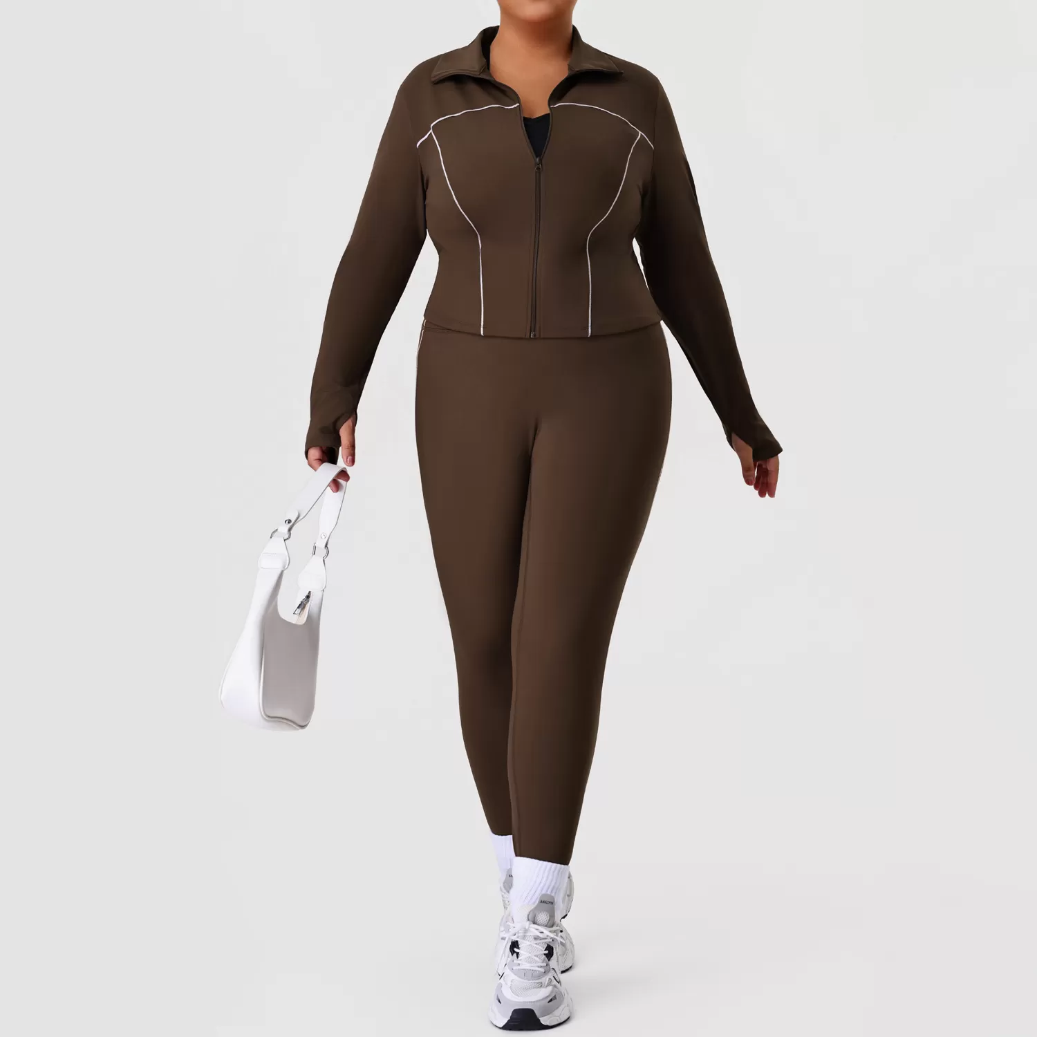Plus Size Yoga Sets Women's 2-Piece Gym Set Yoga  Leggings Jackets Sport FGBP02520