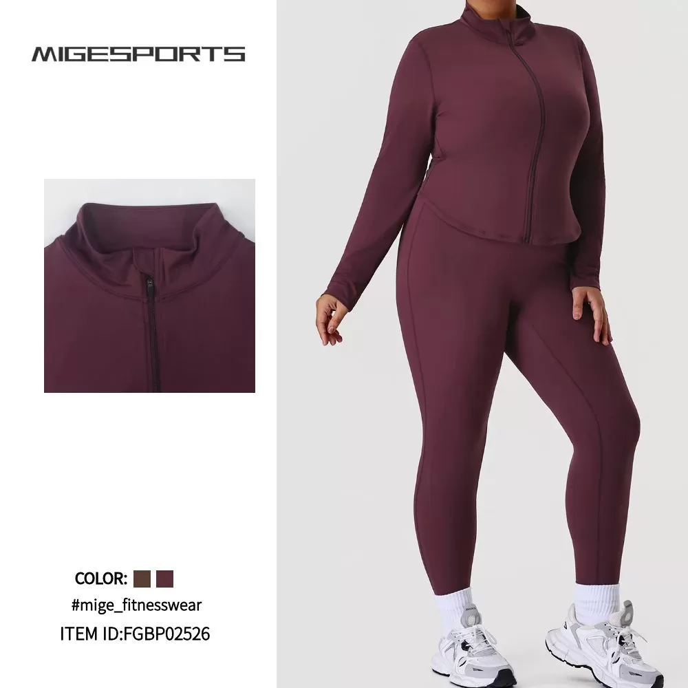 Plus Size Yoga Clothing Set Women's  Tight-Fitting Sportswear Two-Piece Fitness Clothing Set FGBP02526