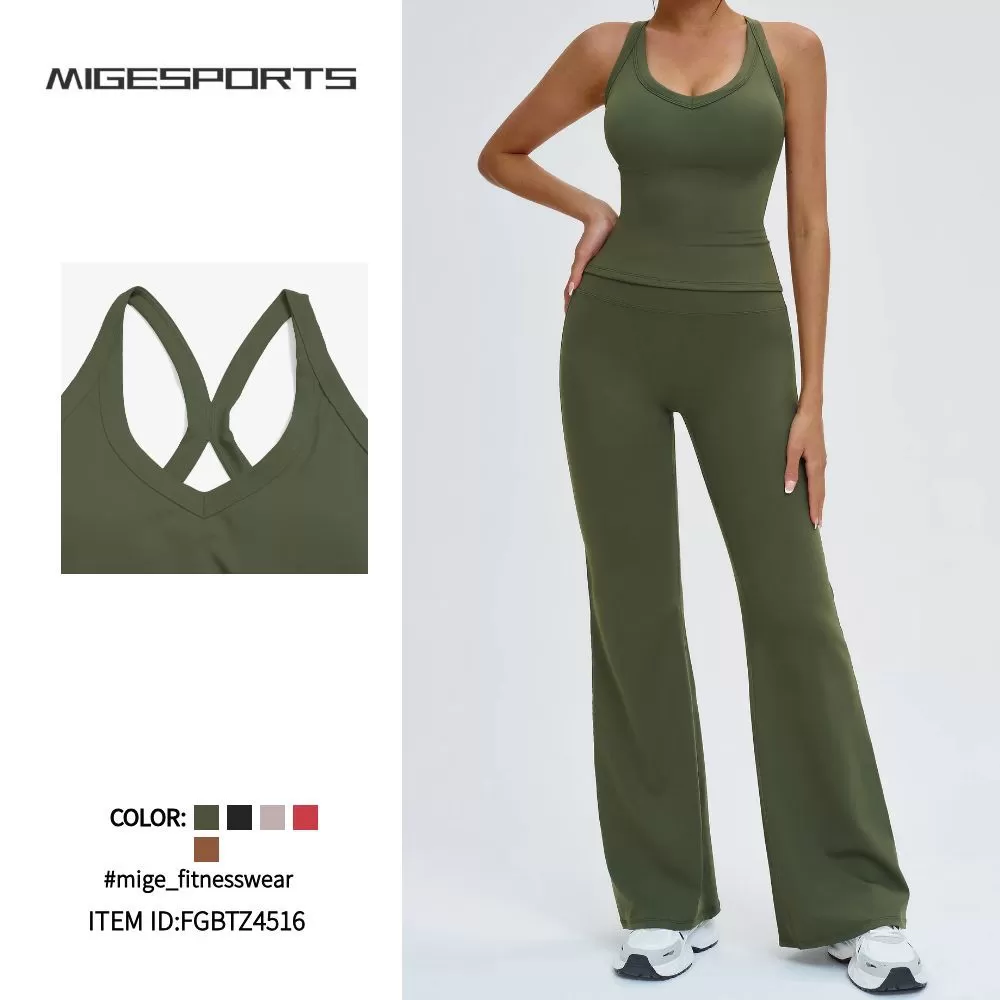 Sports Singlets for Women Running Shorts Flare Yoga Pants Spandex Nylon Women's Sets Gym Suits for Women FGBTZ4516