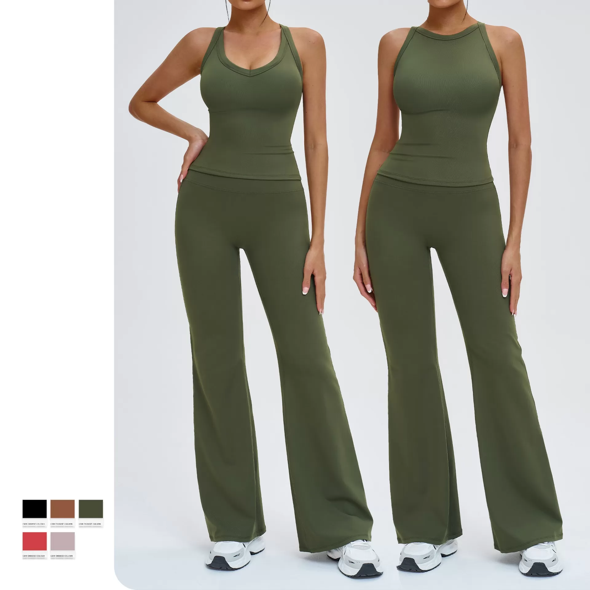 Sports Singlets for Women Running Shorts Flare Yoga Pants Spandex Nylon Women's Sets Gym Suits for Women FGBTZ4516