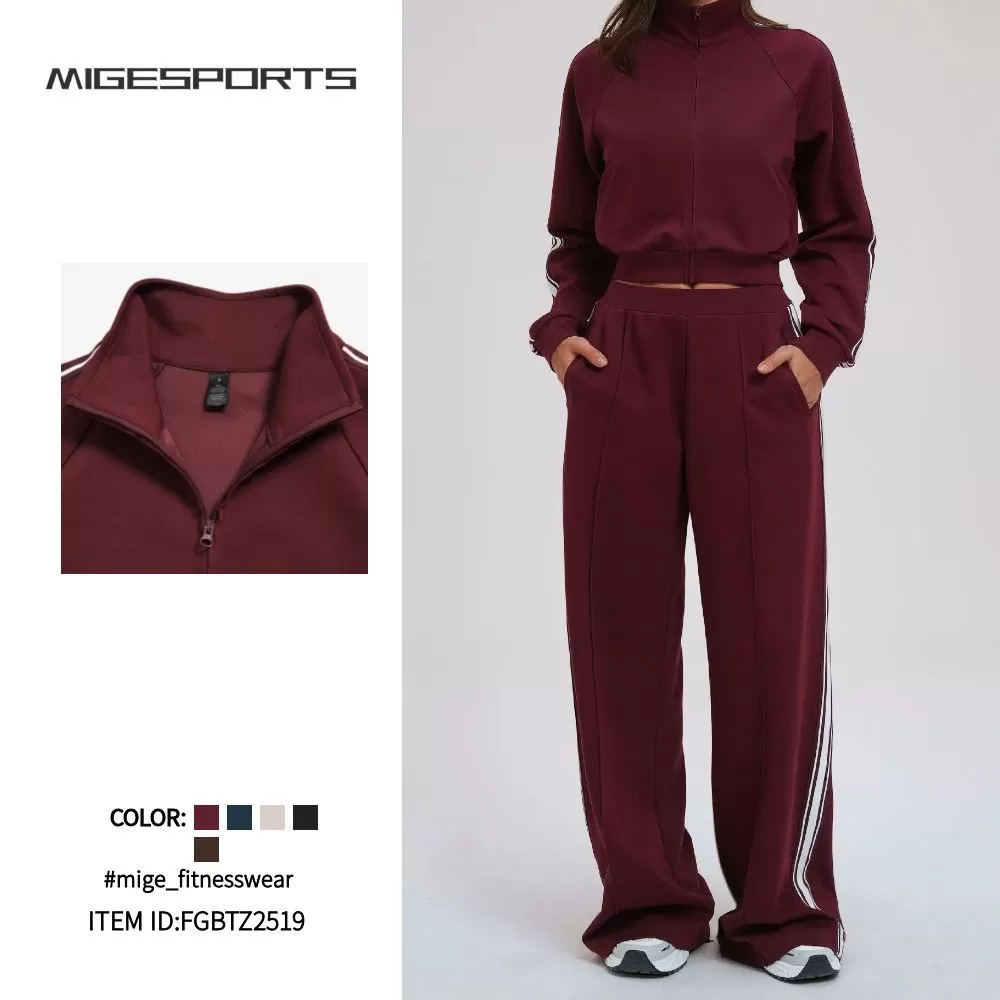 2 Pieces Long Sleeve Top Sports Jacket Gym Fitness Yoga Set Women Workout Pants Sets for Women FGBTZ2519