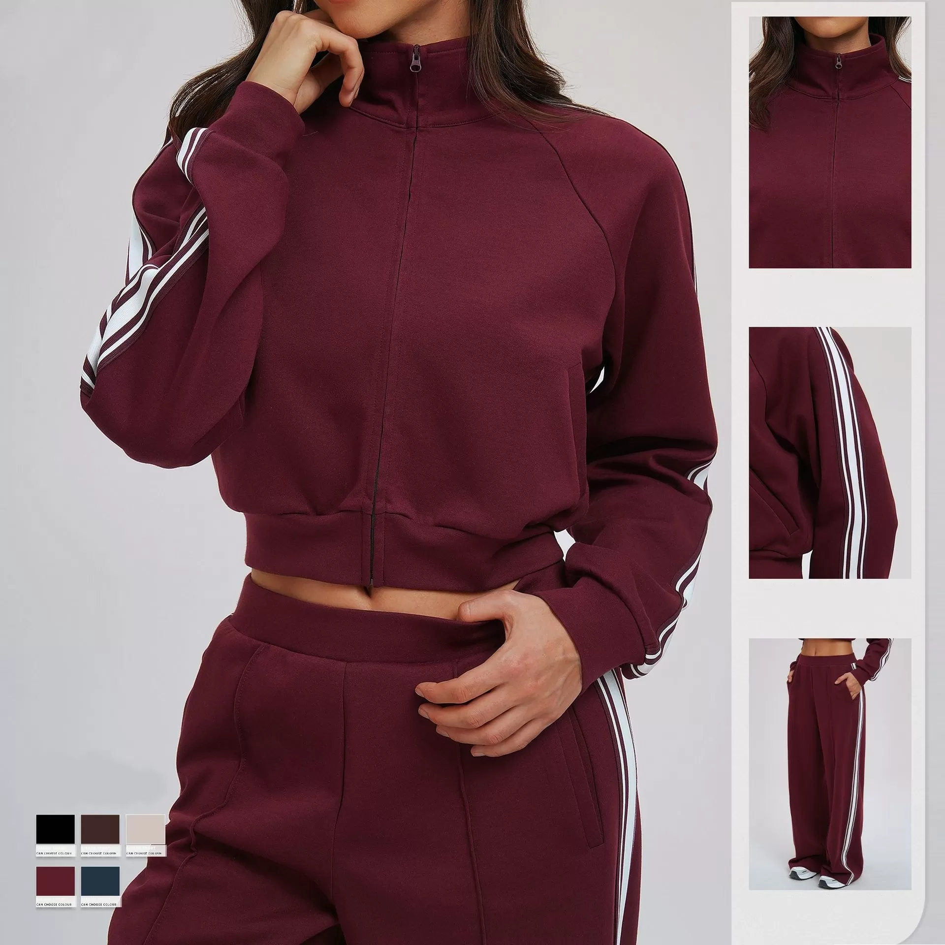 2 Pieces Long Sleeve Top Sports Jacket Gym Fitness Yoga Set Women Workout Pants Sets for Women FGBTZ2519