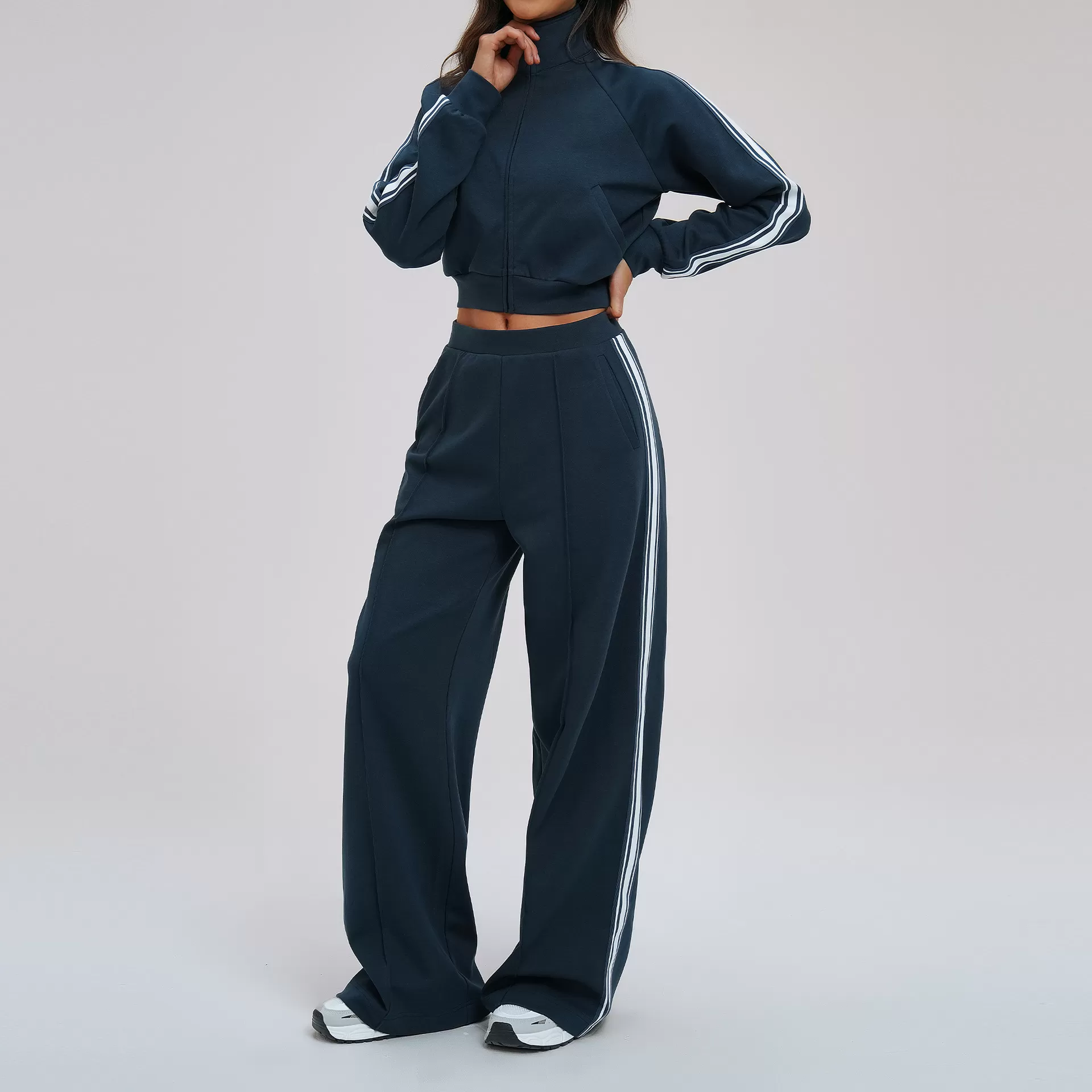 2 Pieces Long Sleeve Top Sports Jacket Gym Fitness Yoga Set Women Workout Pants Sets for Women FGBTZ2519