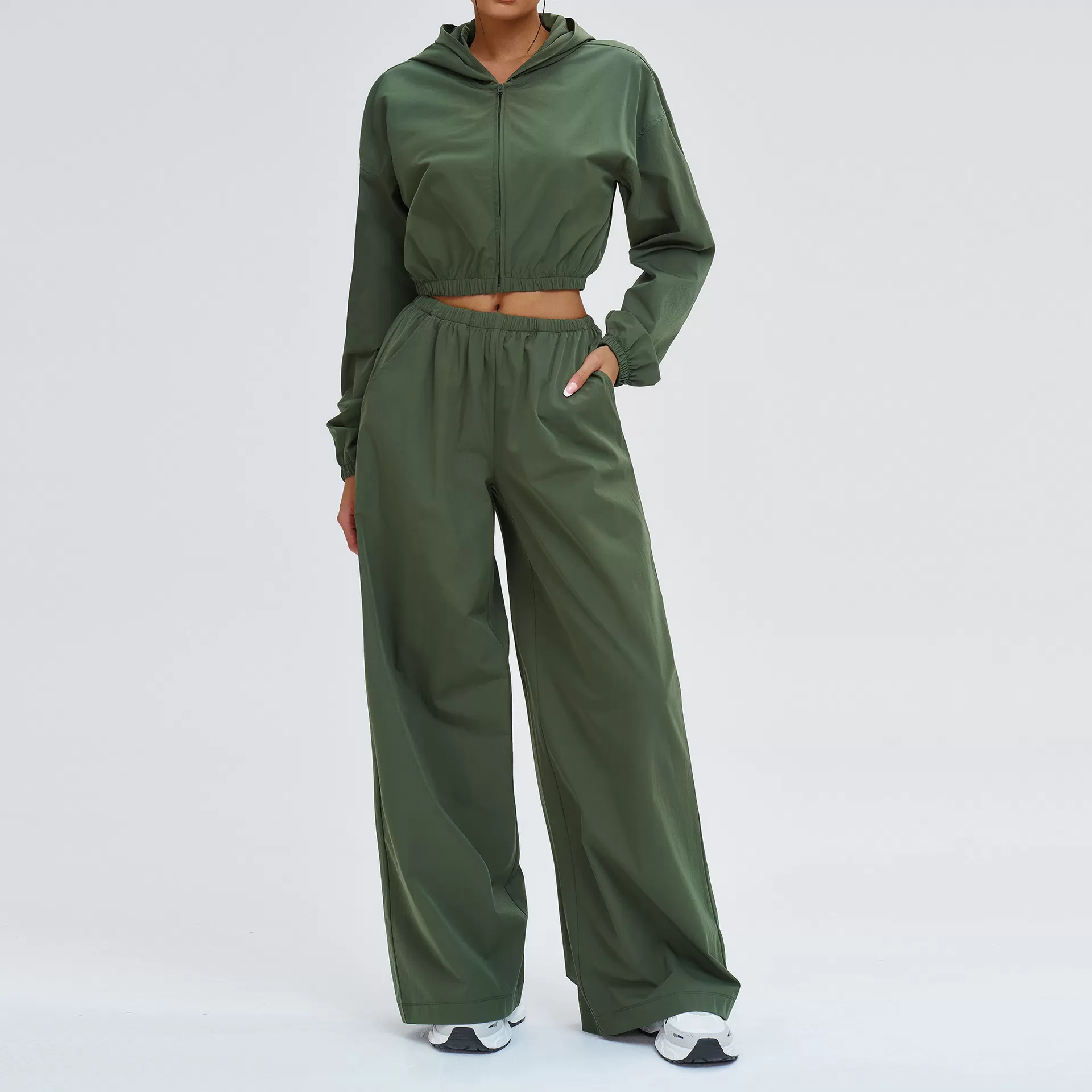 Activewear Pants Sports Zipper Jacket Pocket Gym Clothing Breathable 2 Piece Yoga Women Workout Set FGBTZ2520