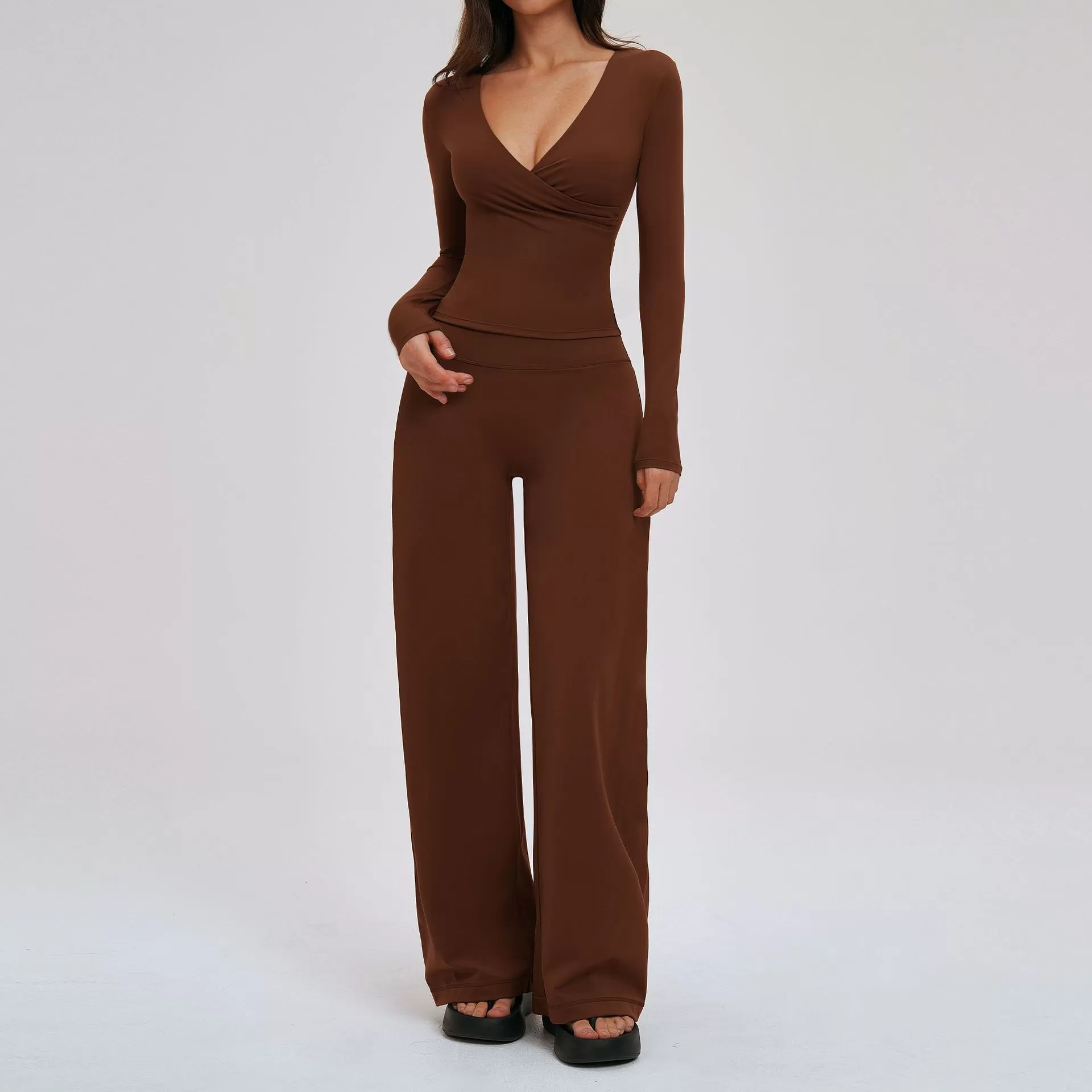 Coffee long sleeves tops+pants