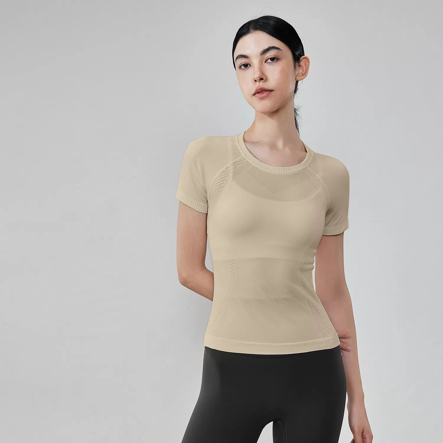 Women Sportswear Running Round Neck Short Sleeve Gym Fitness Sports Short Sleeves Workout FGBTX53001