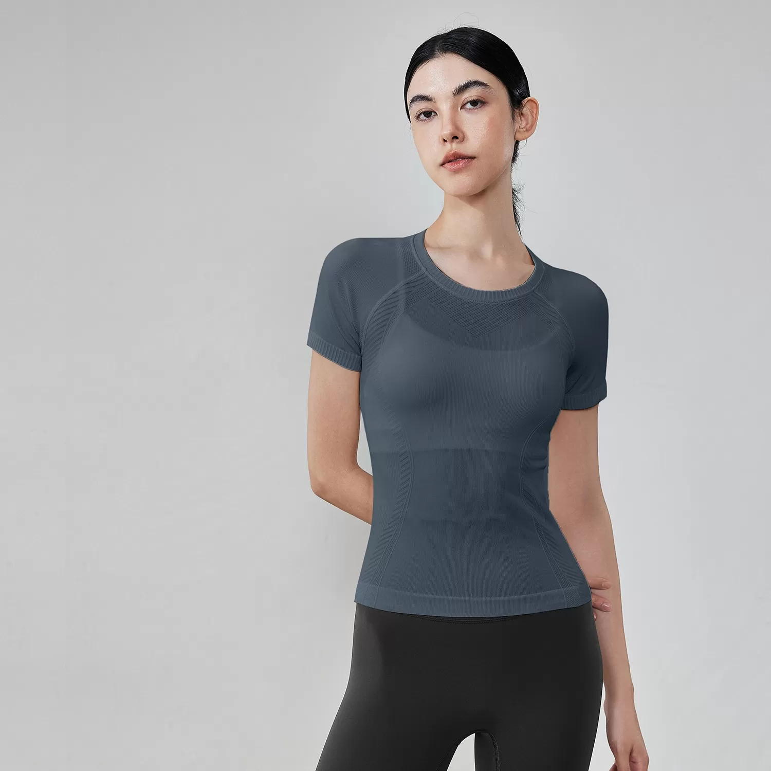 Women Sportswear Running Round Neck Short Sleeve Gym Fitness Sports Short Sleeves Workout FGBTX53001