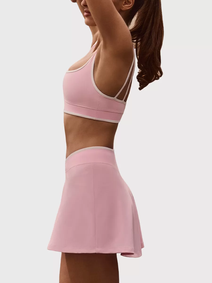 Woman's Sportswear Two-piece Contrast Color Breathable Sports Bra Tennis Skirt Yoga Set FGBB6597+K6598