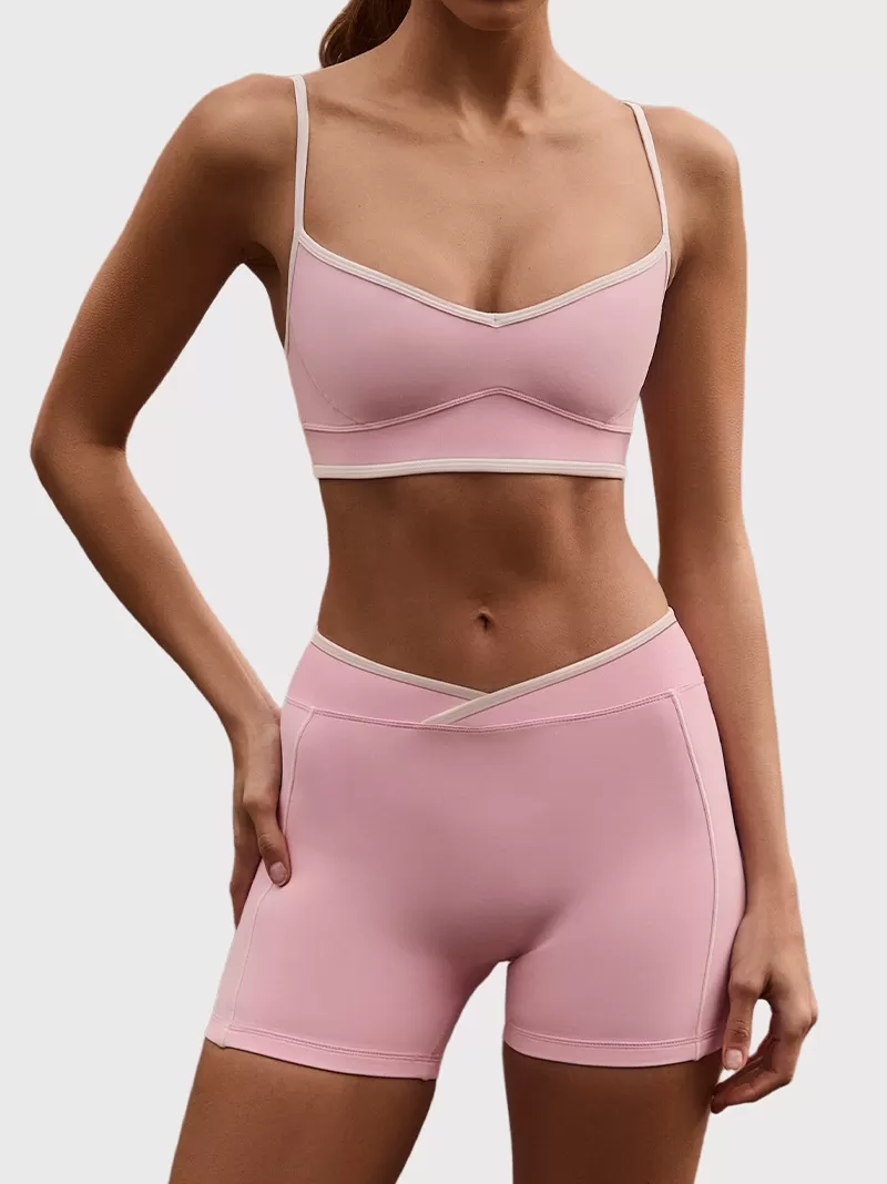 2pcs Women Backless Sports Bra Gym Clothes Fitness Sportswear Workout Yoga Sets  Shorts FGBB6594+K6595