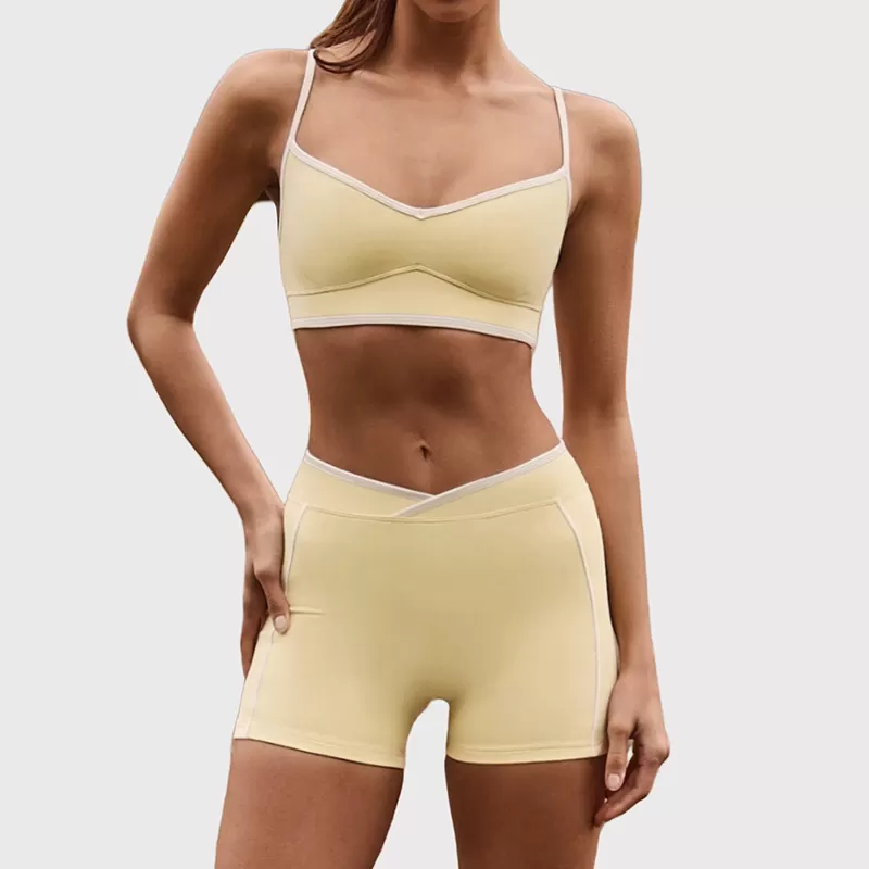 2pcs Women Backless Sports Bra Gym Clothes Fitness Sportswear Workout Yoga Sets  Shorts FGBB6594+K6595