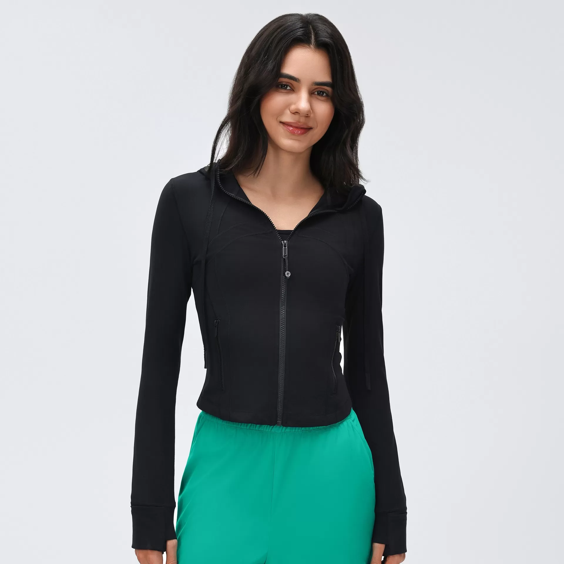 Long Sleeve Sports Jacket Hooded Gym Clothes Running Fitness Wear Workout Tops  Sports Zipper Long Jackets FGBD25180