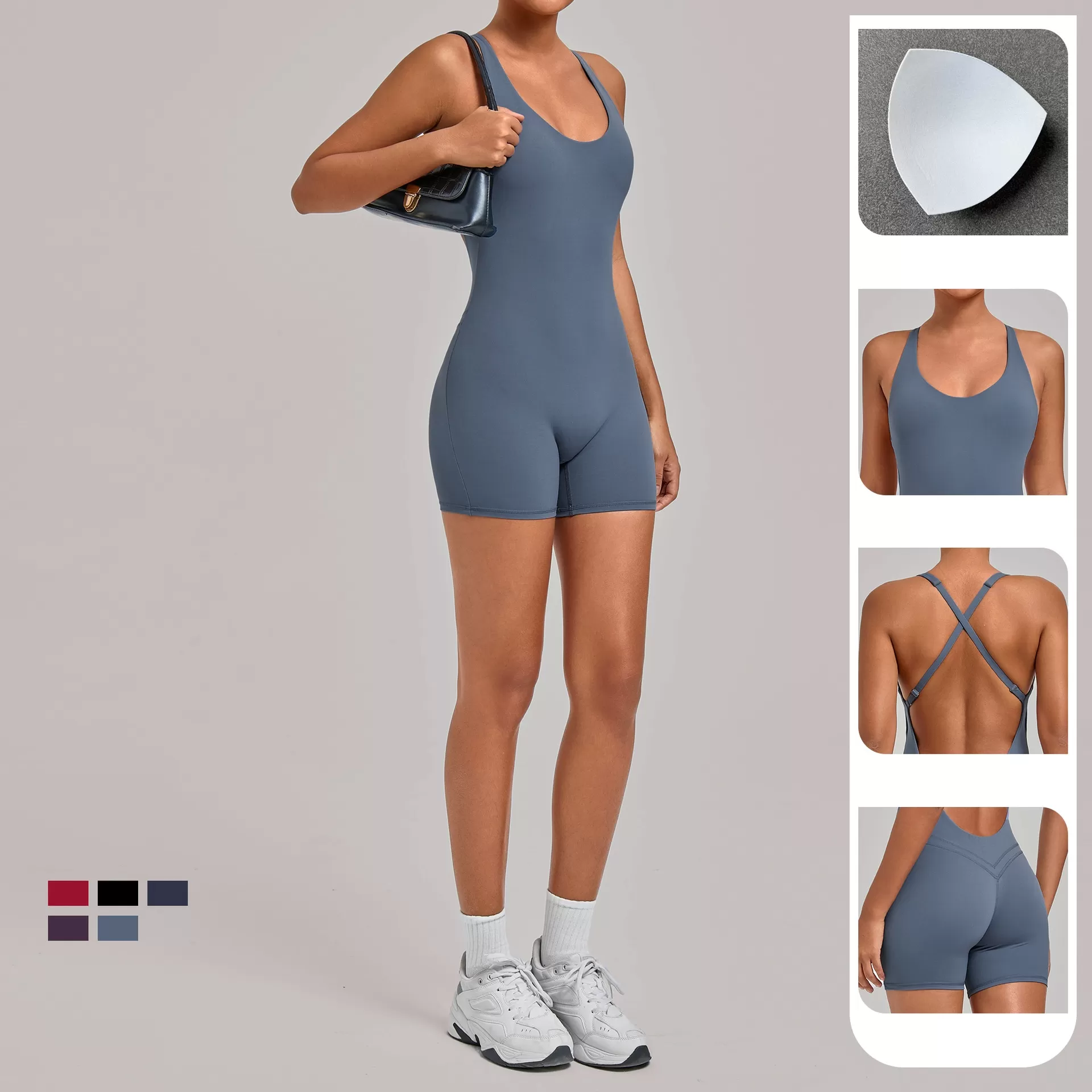 Women Backless Tight Sports Bodysuit Unitard Workout Gym Fitness Jumpsuits One Piece Yoga Jumpsuit FGB2533