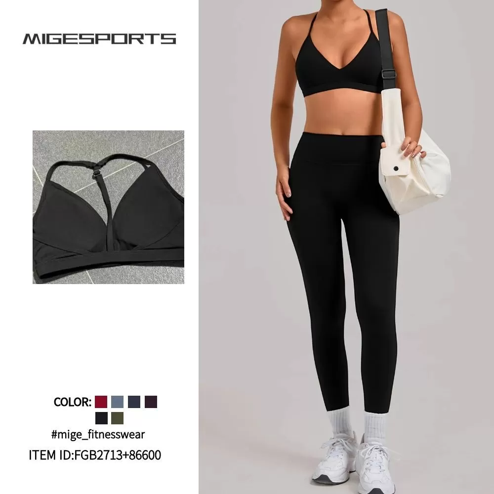 2 Piece Fitness Clothing Sportswear Gym Leggings Activewear Bra Women Workout Yoga Wear Sets FGB2713+86600