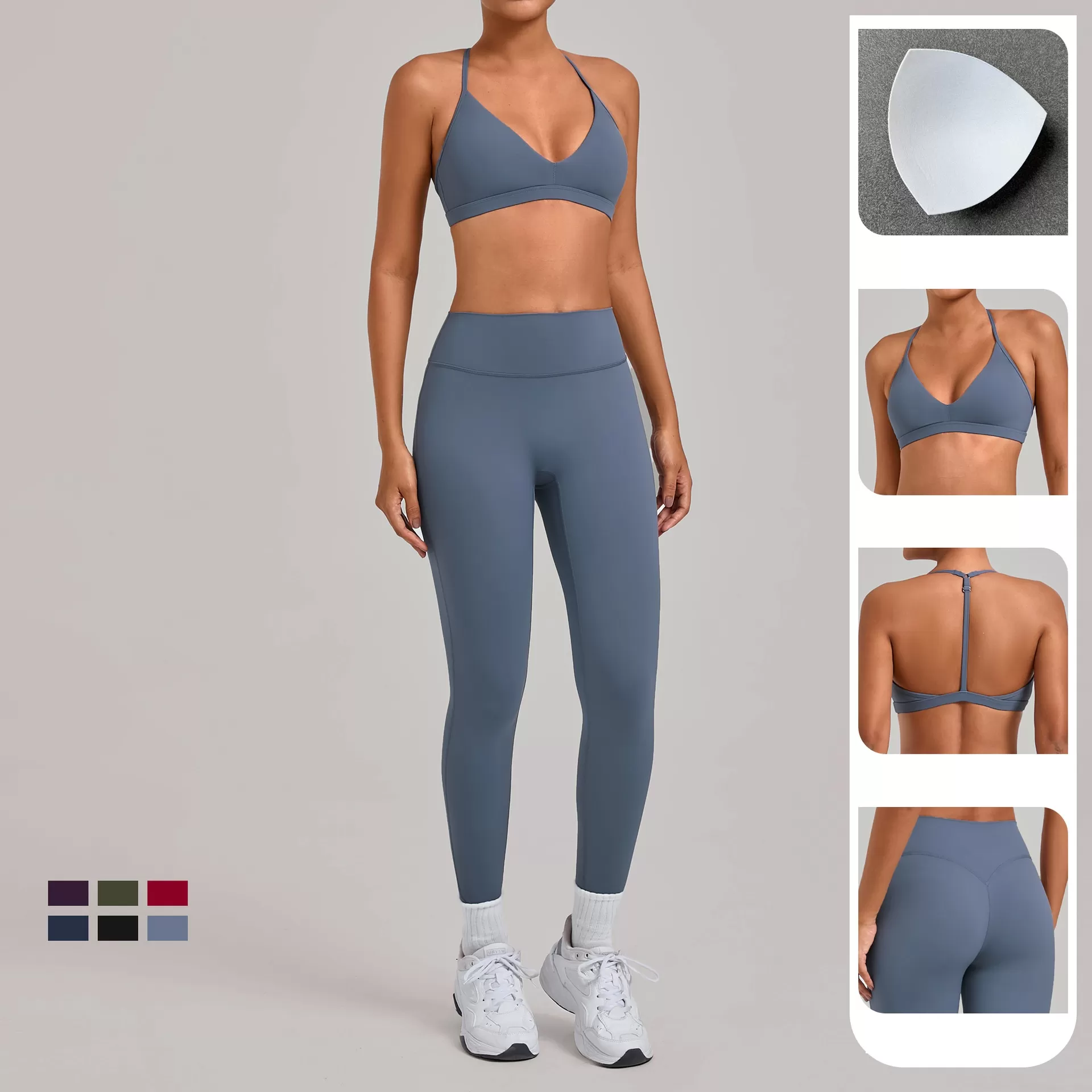 2 Piece Fitness Clothing Sportswear Gym Leggings Activewear Bra Women Workout Yoga Wear Sets FGB2713+86600