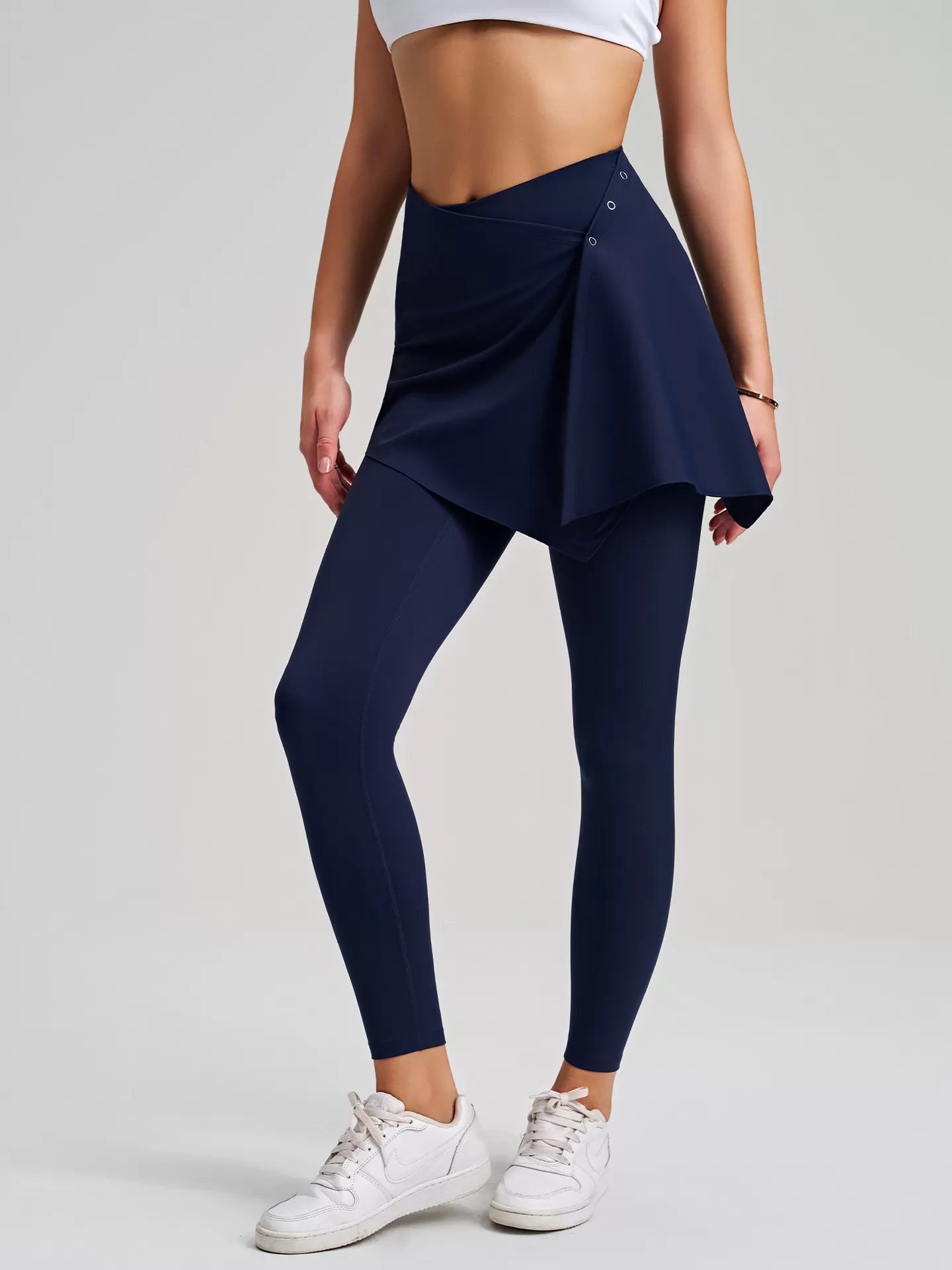 New Workout Leggings Women Sports Wear High Waist Elastic Waistband with Detachable Skirt FGBCK-5101+YPF-5002