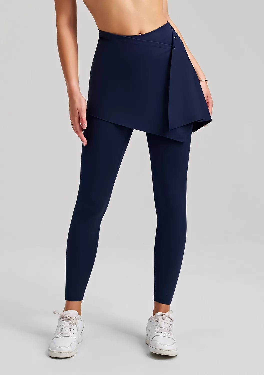 New Workout Leggings Women Sports Wear High Waist Elastic Waistband with Detachable Skirt FGBCK-5101+YPF-5002