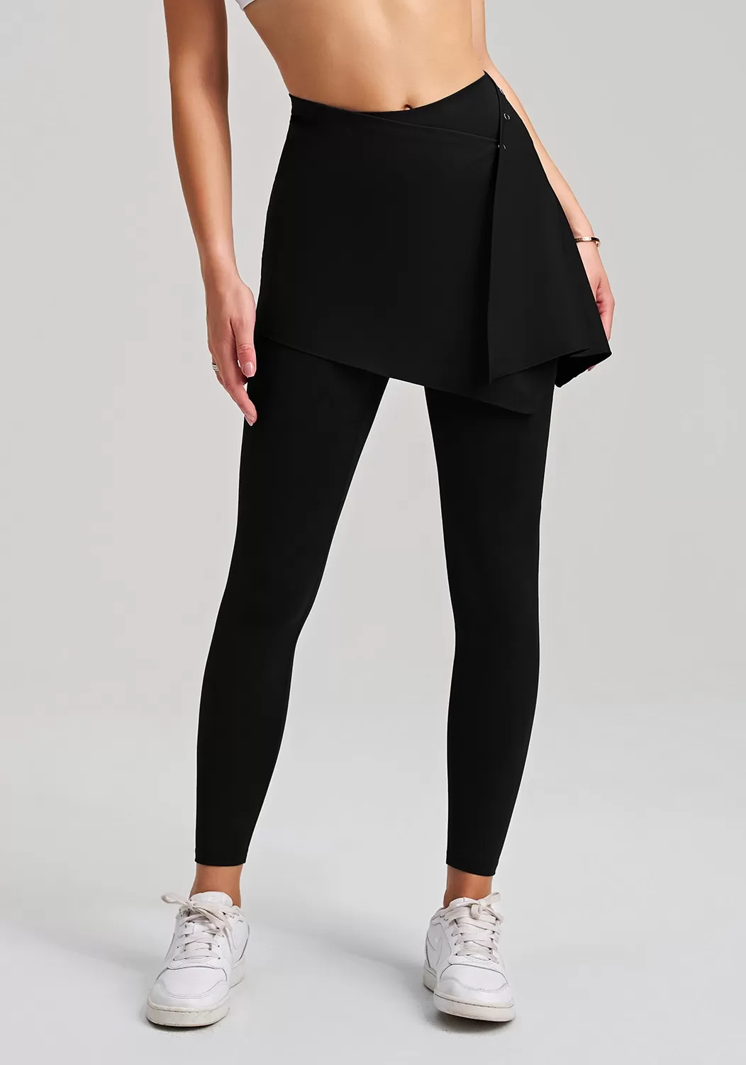 New Workout Leggings Women Sports Wear High Waist Elastic Waistband with Detachable Skirt FGBCK-5101+YPF-5002