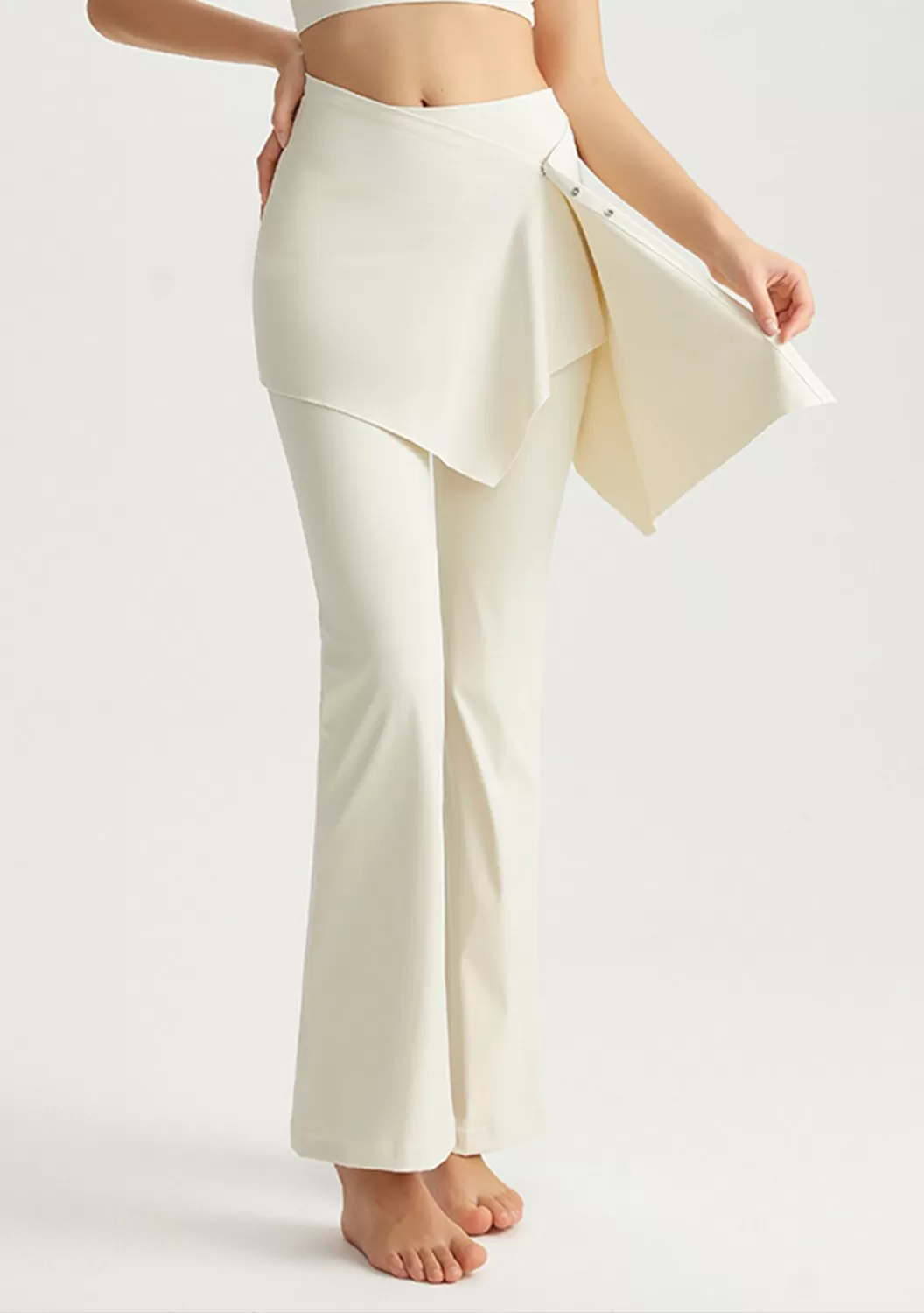 Thin Workout Gym Clothes Flared Fitness Sports Leggings High Waist Flare Yoga Pants with Detachable Skirt for Women FGBCK-5102+YPF-5002