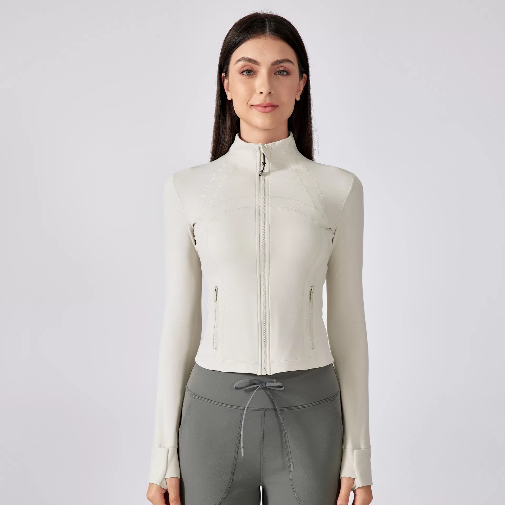 Outdoor Sports Yoga Long Sleeve Women Fitness High Elasticity Slim Sports Jacket Workout Stand Collar Zipper Gym Yoga Coat FGBDAW177