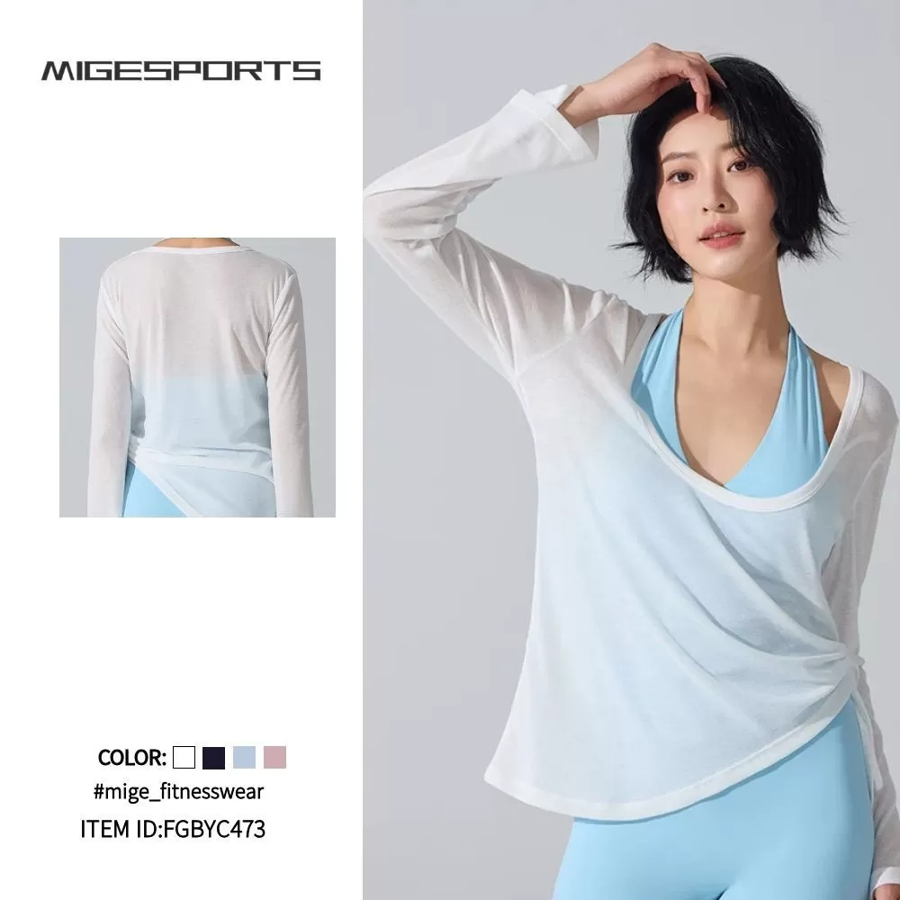 Loose Yoga Clothing Smock Casual Long-Sleeved Fitness Top FGBYC473