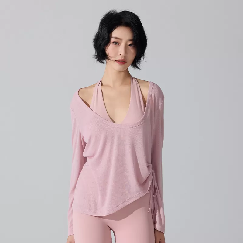 Baby pink long sleeves tops