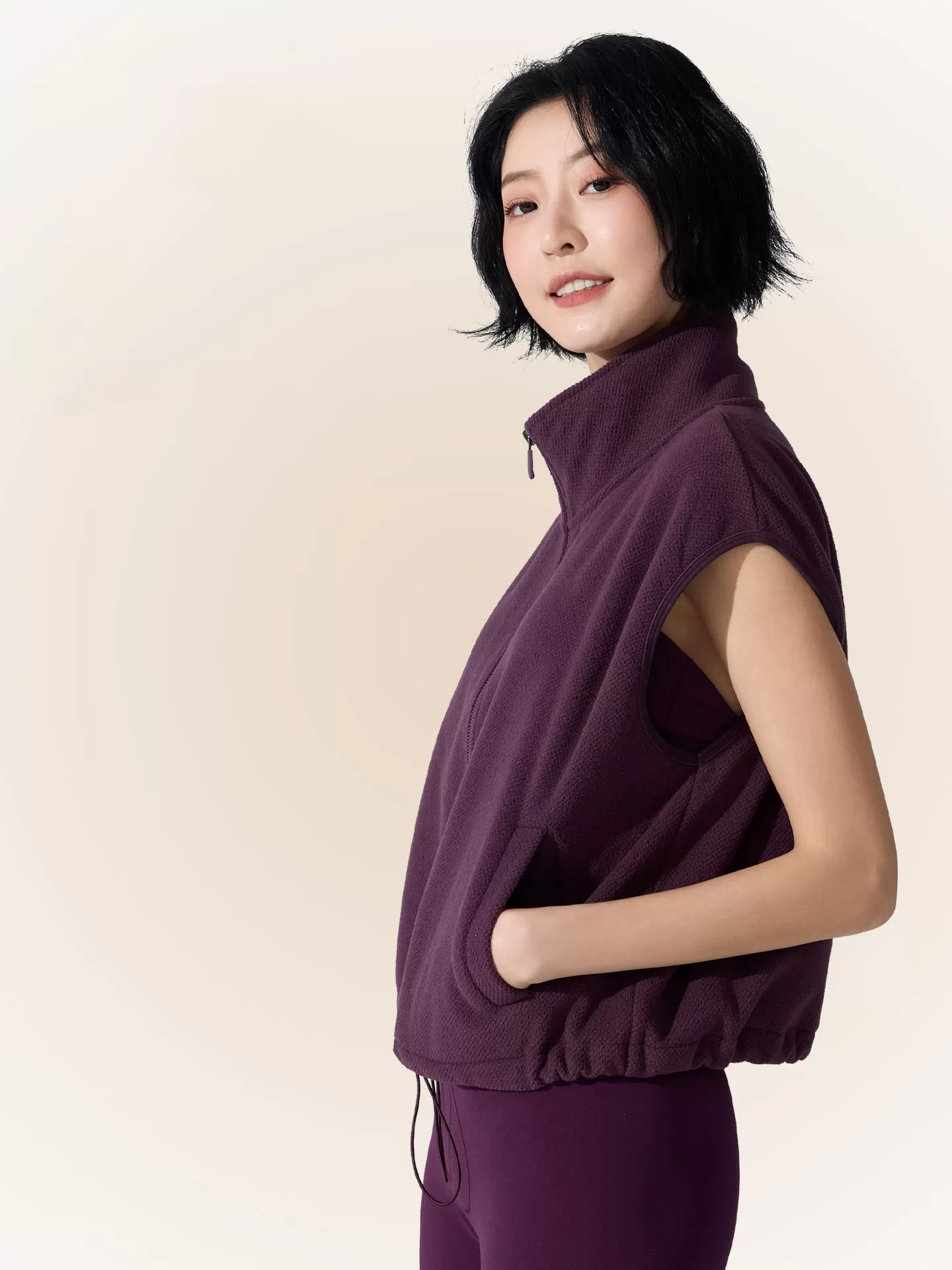 Sleeveless Zipper Stand Collar Wind-Proof tank Jacket Coat Fitness Women Vest Top FGBYW481