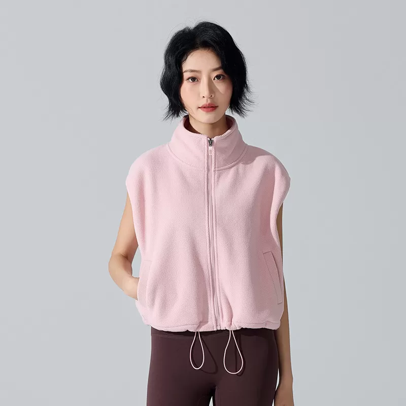 Sleeveless Zipper Stand Collar Wind-Proof tank Jacket Coat Fitness Women Vest Top FGBYW481