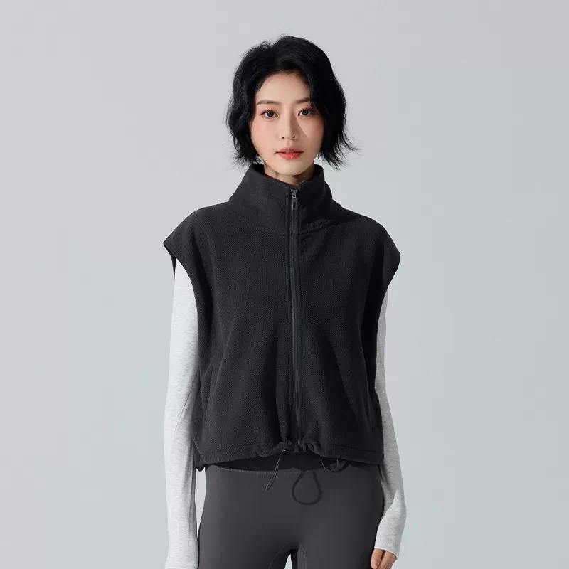 Sleeveless Zipper Stand Collar Wind-Proof tank Jacket Coat Fitness Women Vest Top FGBYW481