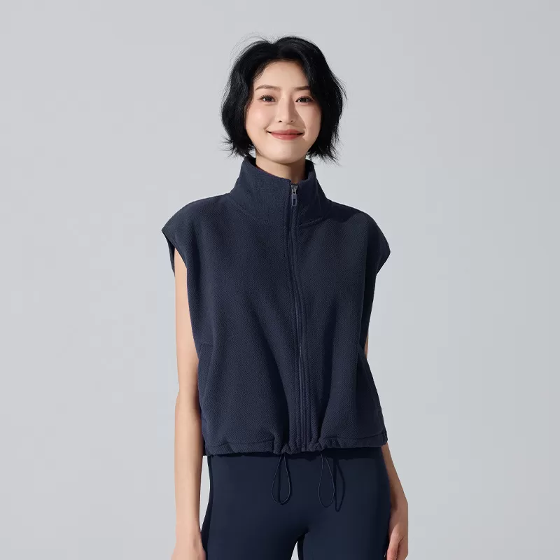 Sleeveless Zipper Stand Collar Wind-Proof tank Jacket Coat Fitness Women Vest Top FGBYW481