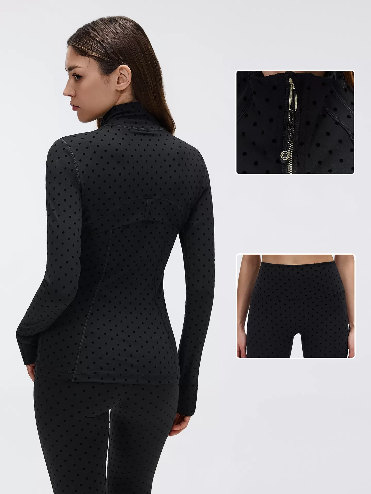 Women's  Soft Women Long Sleeve Gym Training Fitness Outer Wear Jackets Yoga Leggings Set FGBD19108+D25151