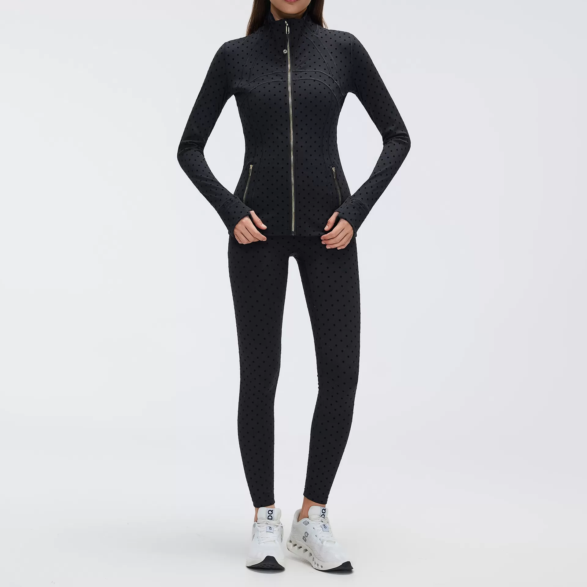 Black - Gold zipper jackets+leggings