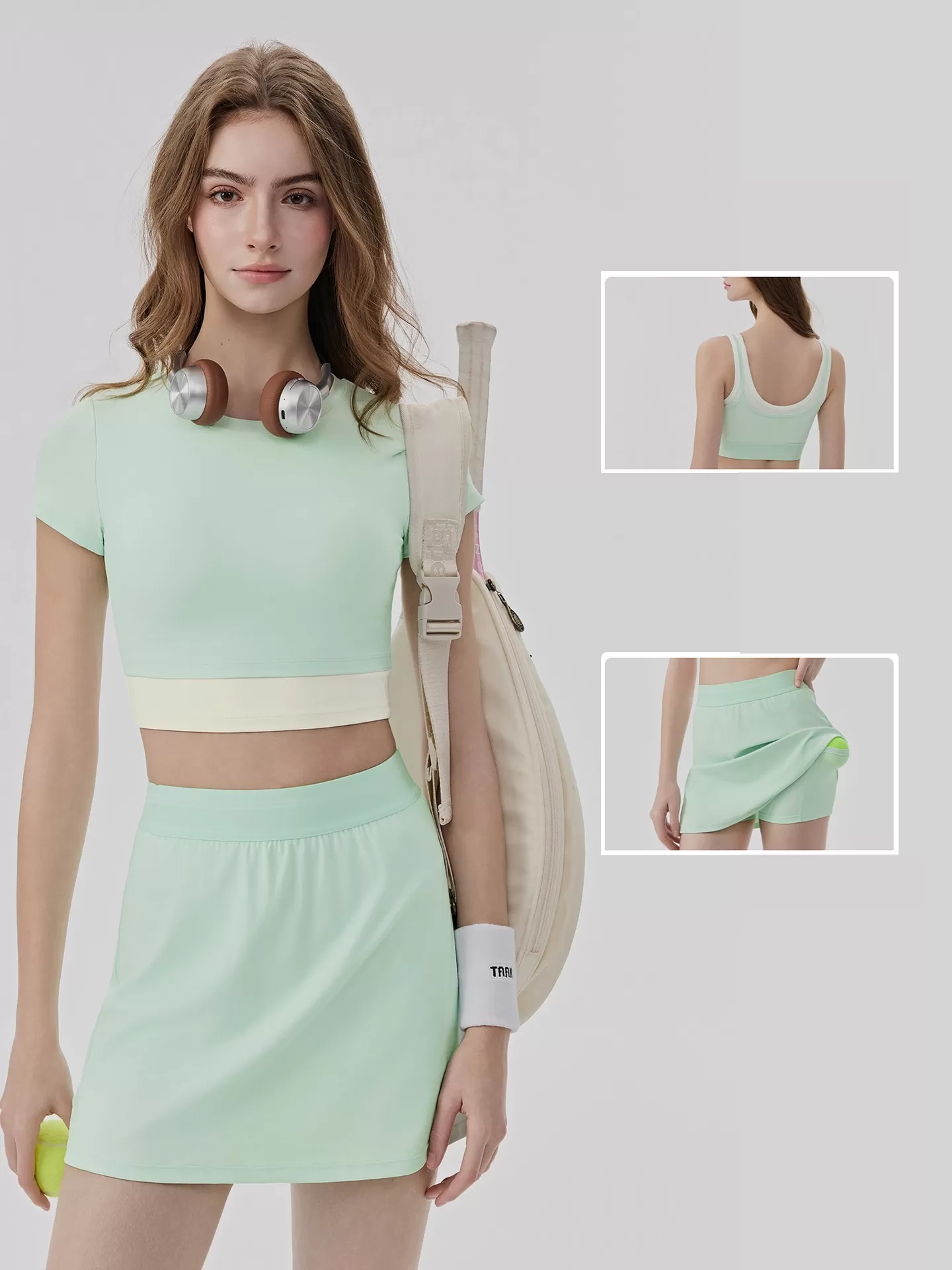 3 Piece Gym Clothing for Women Yoga Suit Fitness Short Sleeves Tops Bra Workout Skirt Yoga Set FGBDWB116005+DWY116056+DWD116004