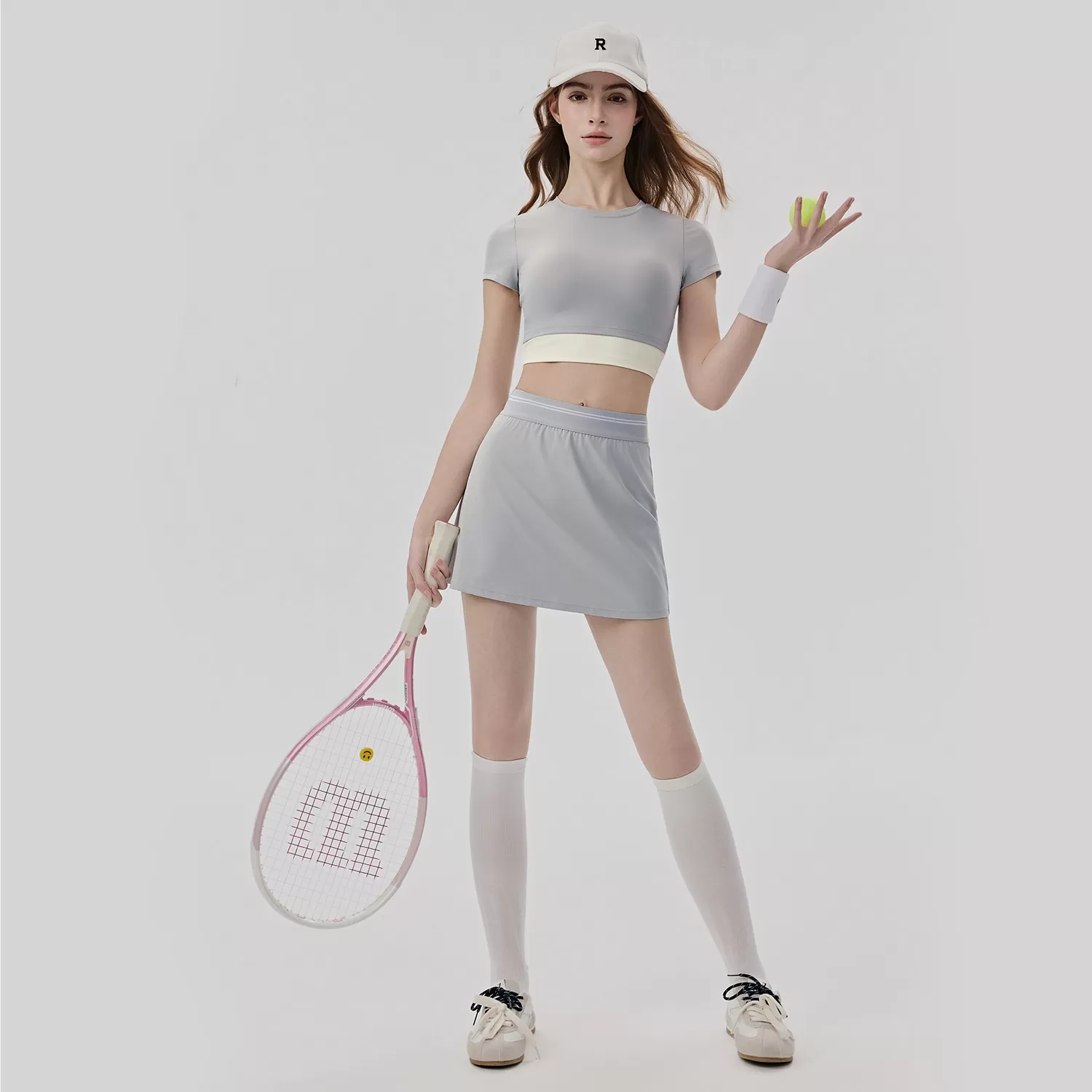 Grey short sleeves+skirts