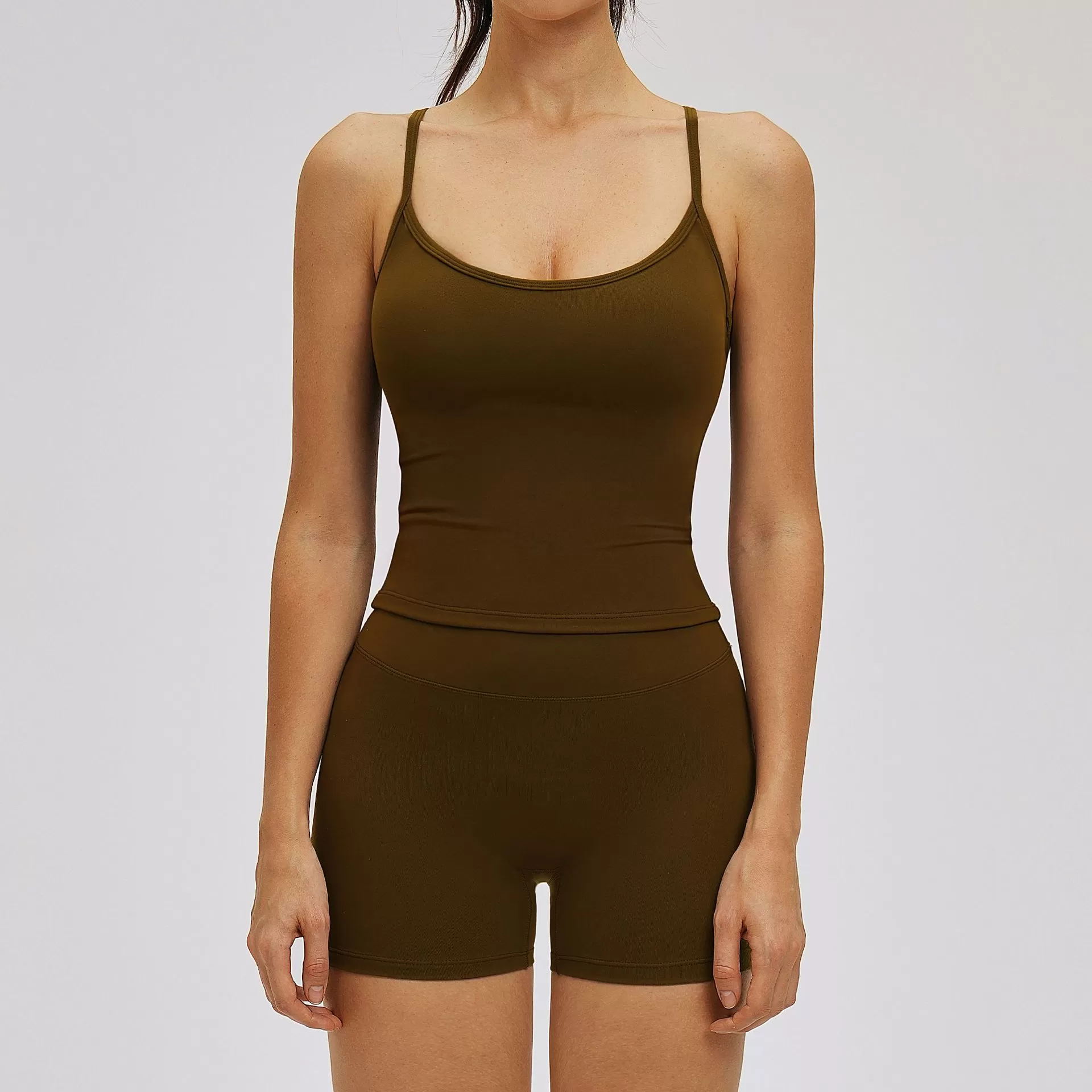 Dark brown singlets-2+shorts