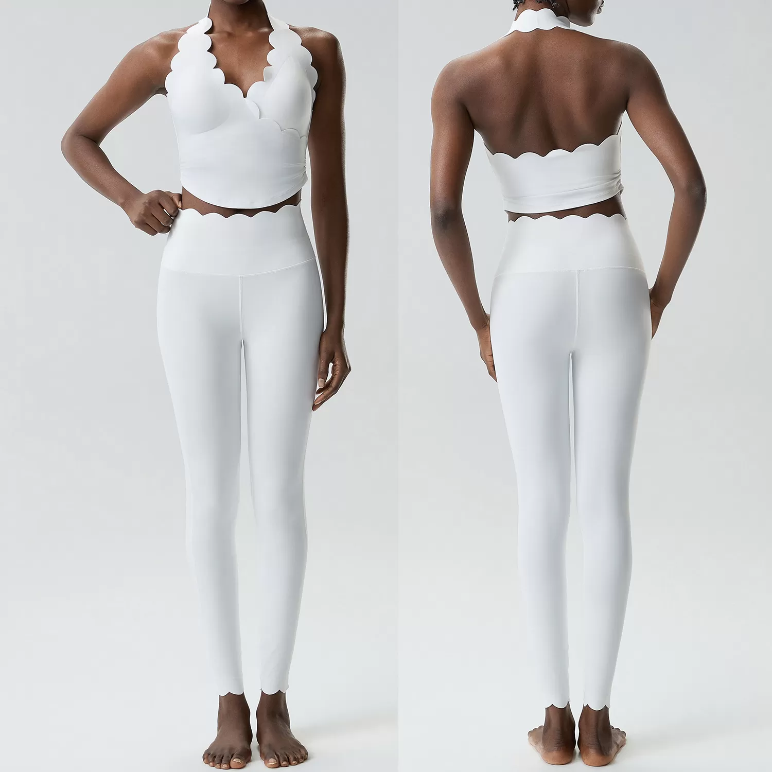 Gym Fitness Wear Solid Color  Two-Piece Yoga Bra and Pants Leggings Set Women FGBYB611+LP447