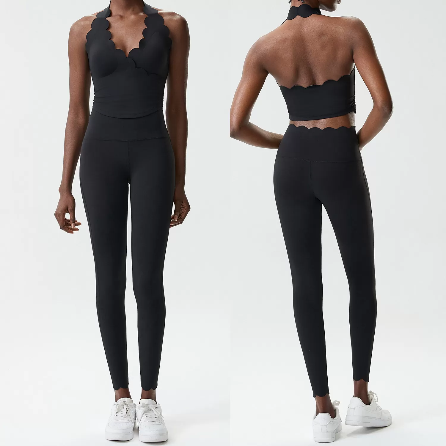 Gym Fitness Wear Solid Color  Two-Piece Yoga Bra and Pants Leggings Set Women FGBYB611+LP447