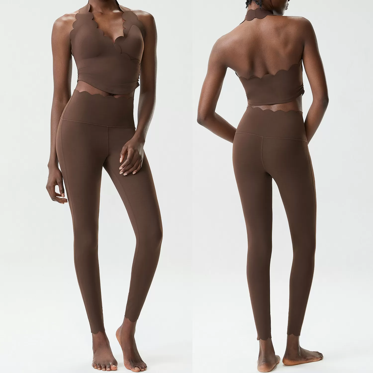 Gym Fitness Wear Solid Color  Two-Piece Yoga Bra and Pants Leggings Set Women FGBYB611+LP447